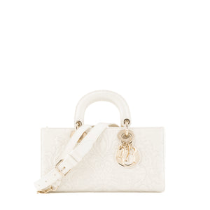 DIOR - Sac à bandoulière D-Joy Dior en cuir ivoire brodé édition limitée