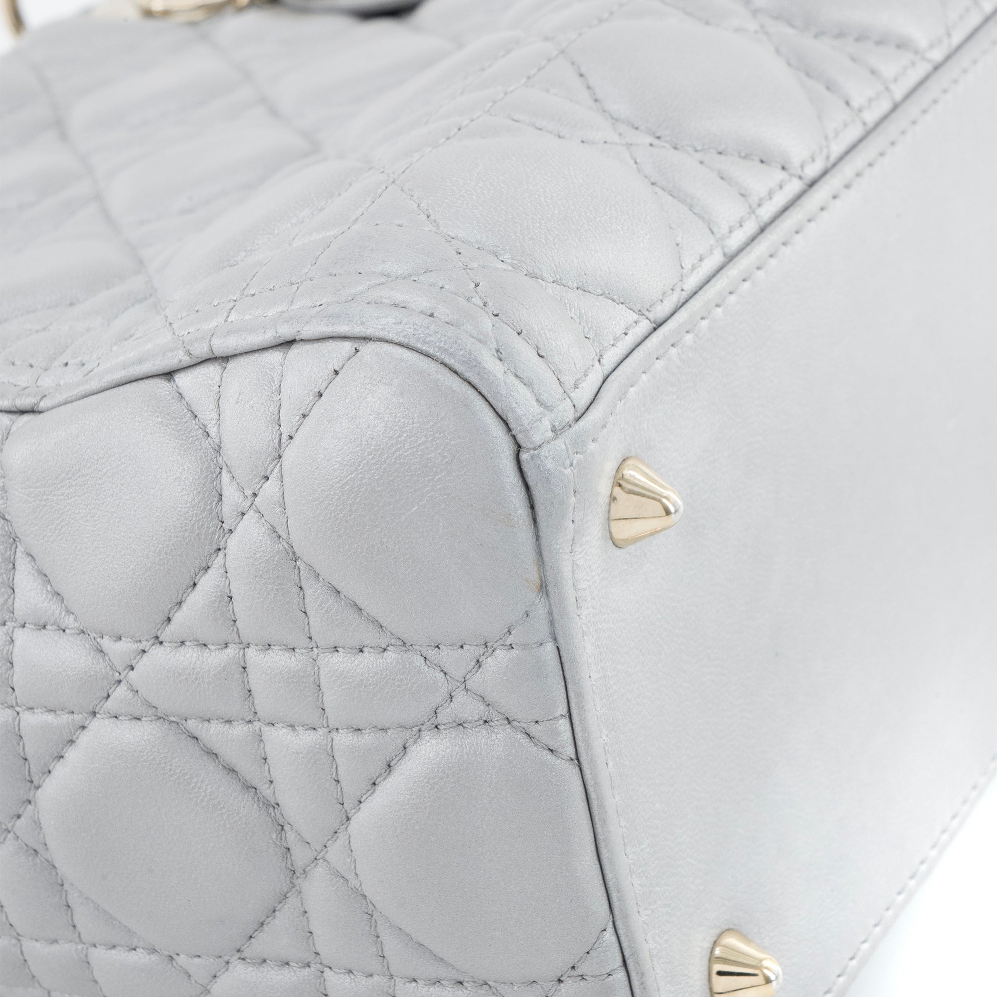 DIOR - Sac Lady Dior medium Dior en cuir cannage argenté