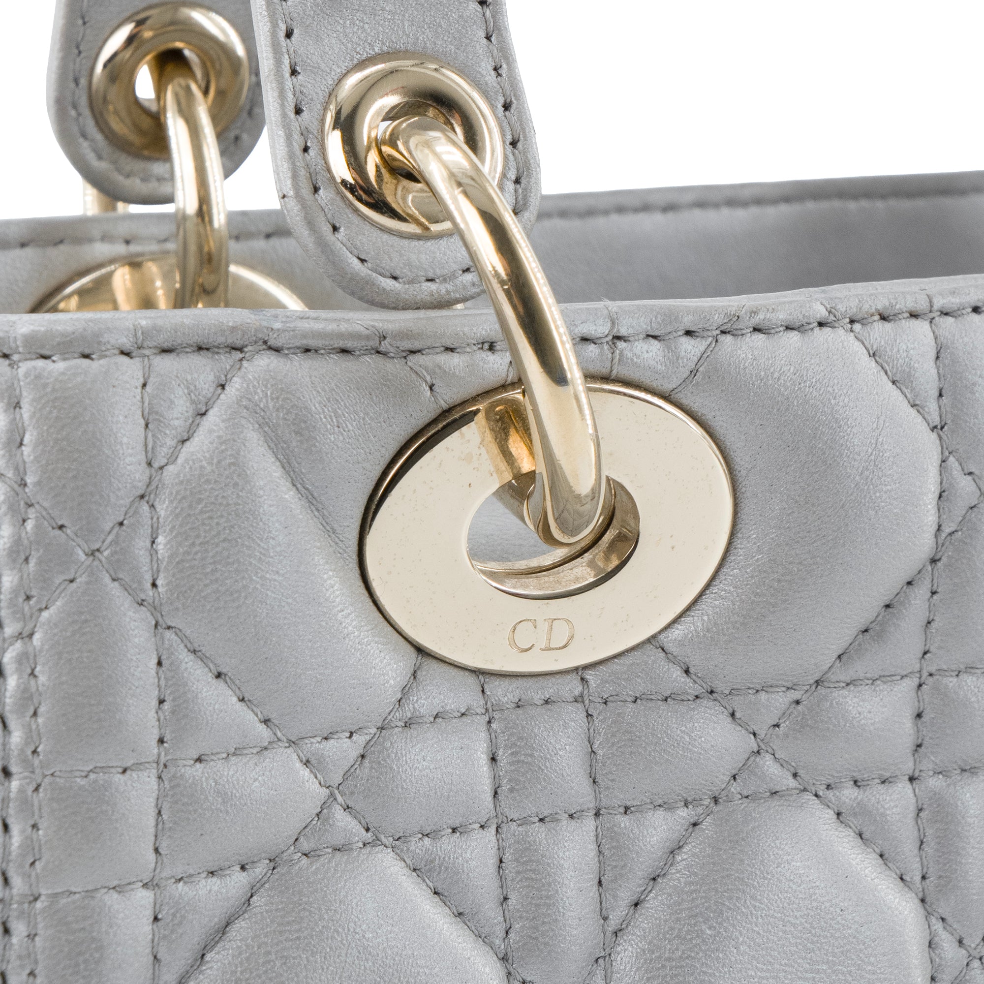 DIOR - Sac Lady Dior medium Dior en cuir cannage argenté