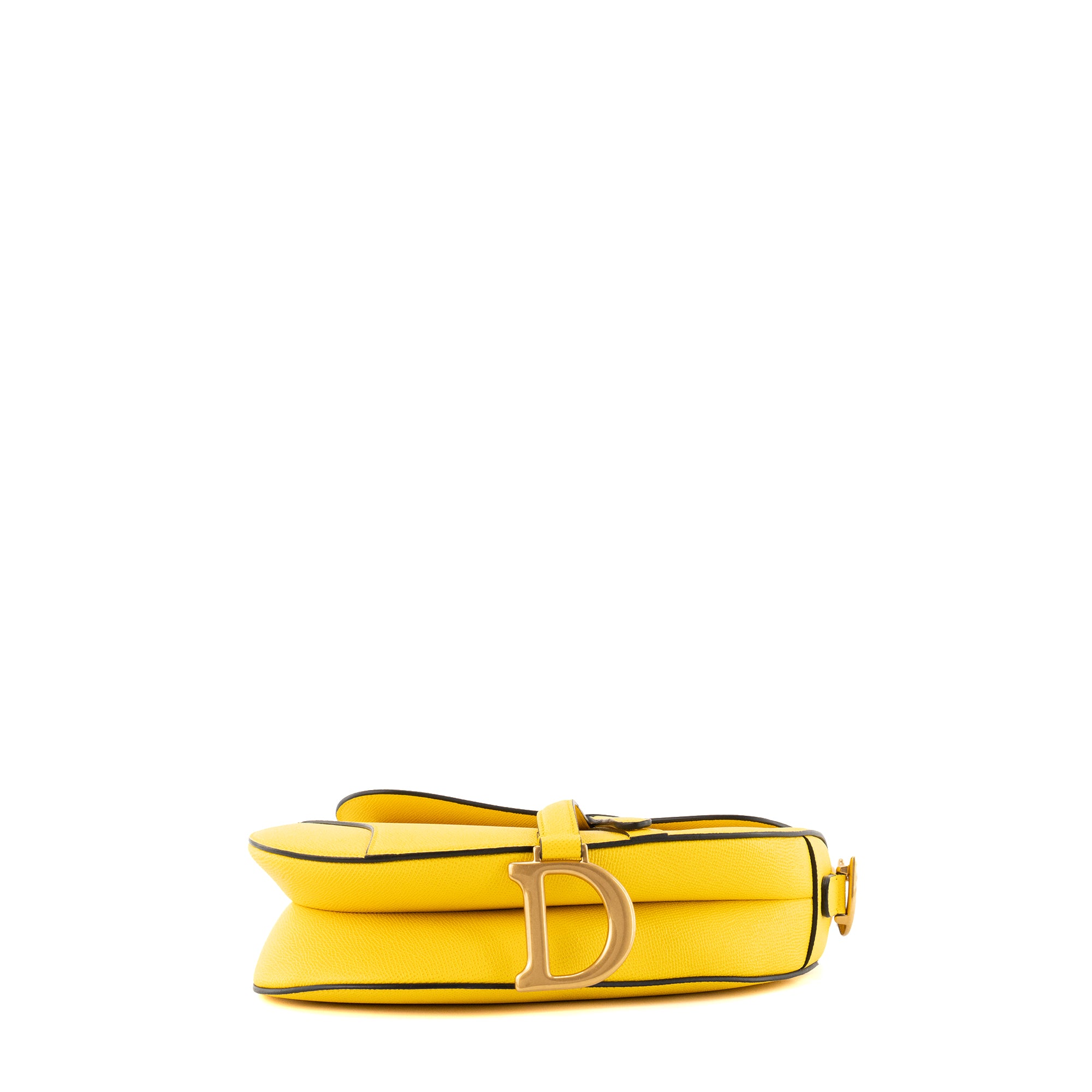 DIOR - Sac à bandoulière Saddle Dior en cuir grainé jaune