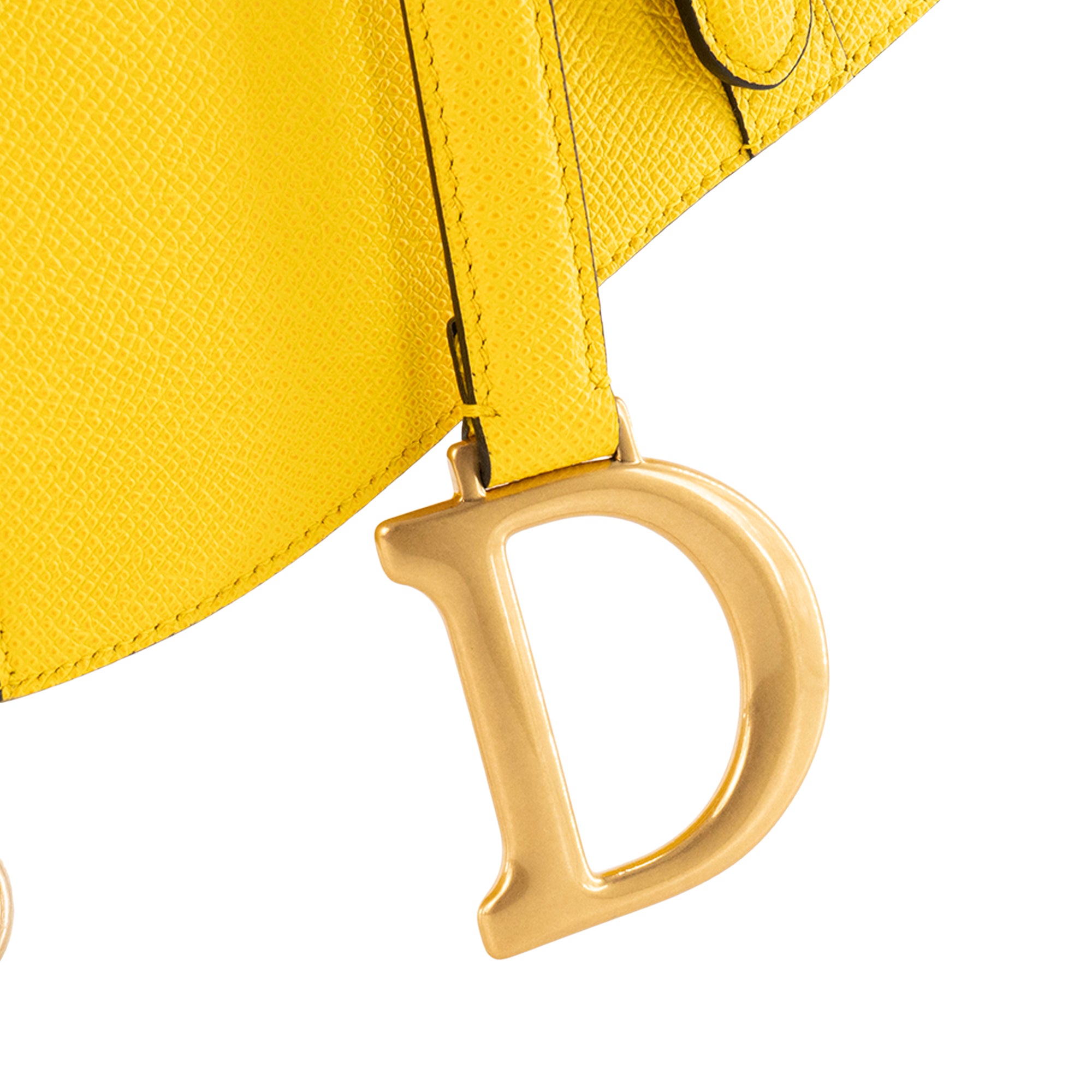 DIOR - Sac à bandoulière Saddle Dior en cuir grainé jaune