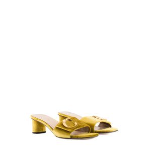 DIOR - Sandales à talons CD Dior en velours doré (T38)