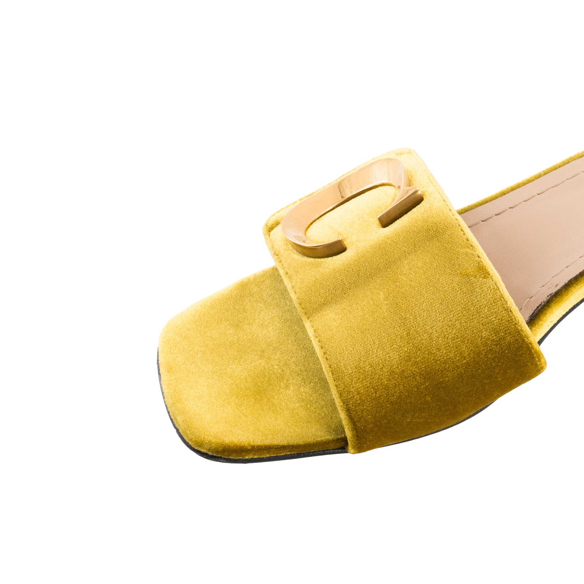 DIOR - CD Dior gold velvet heeled sandals (Size 38)