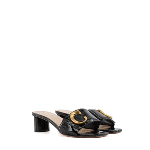 DIOR - Mules à talons Dior en cuir verni noir (T37)