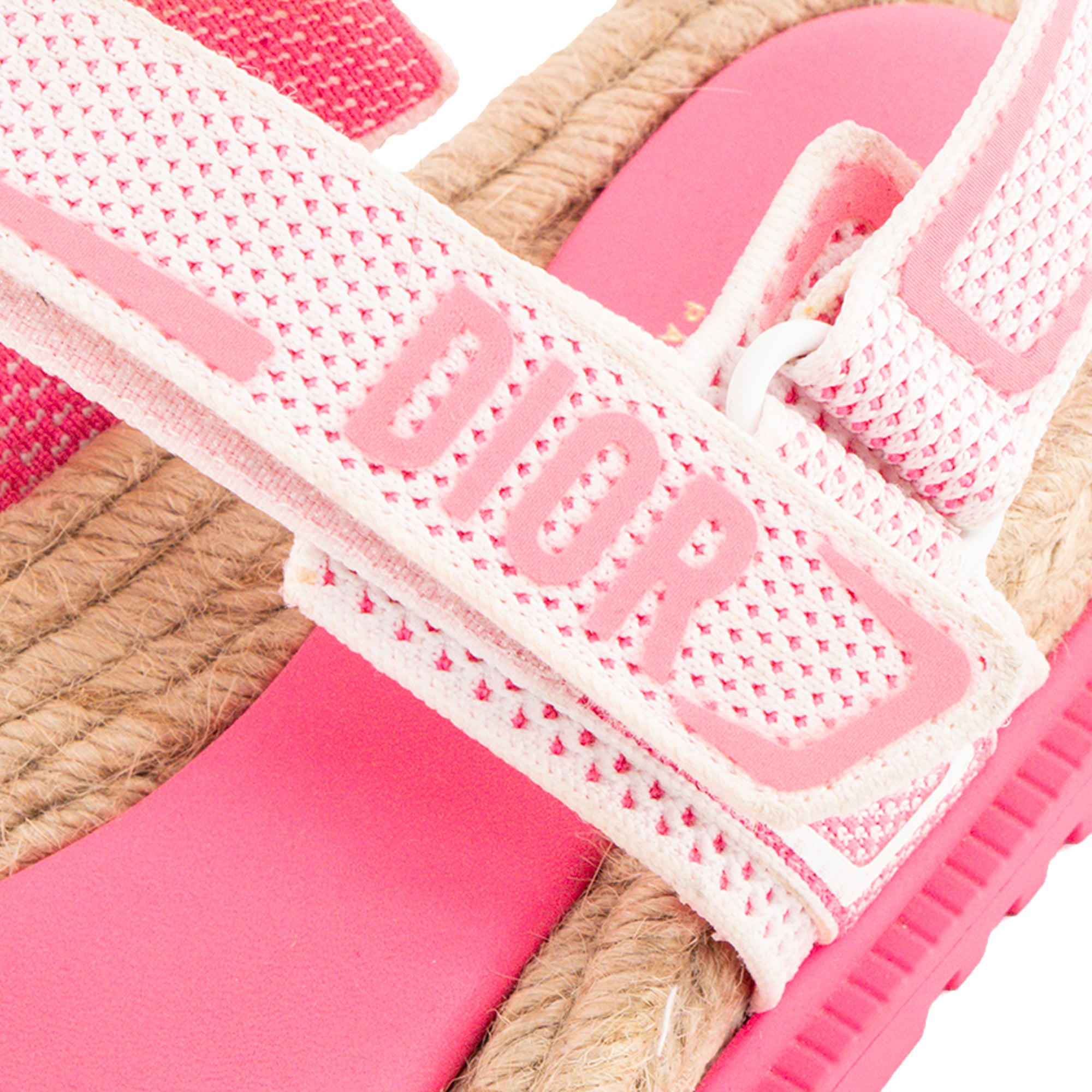 DIOR - Sandales Dioract Dior en toile et raphia rose (T41,5)