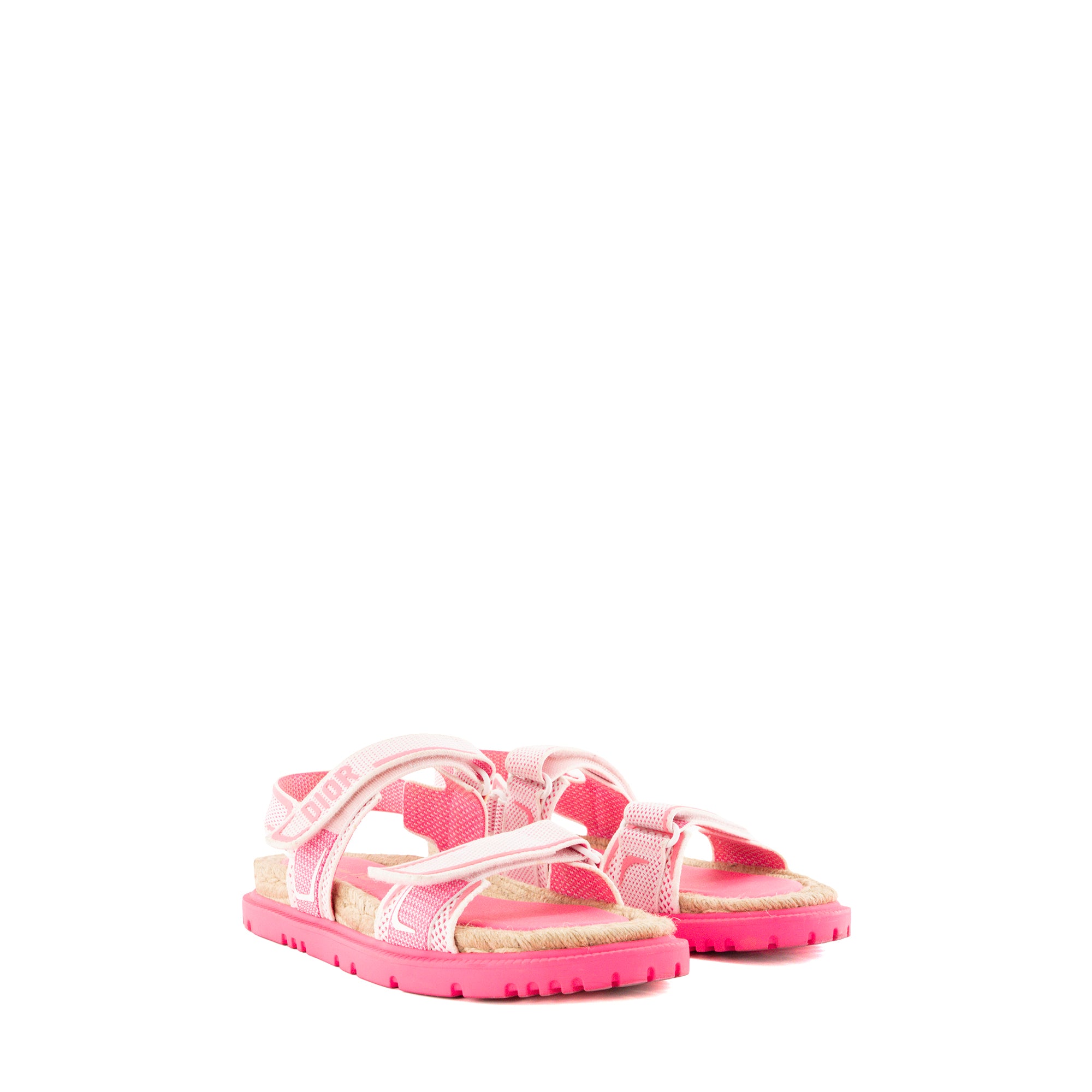 DIOR - Sandales Dioract Dior en toile et raphia rose (T41,5)