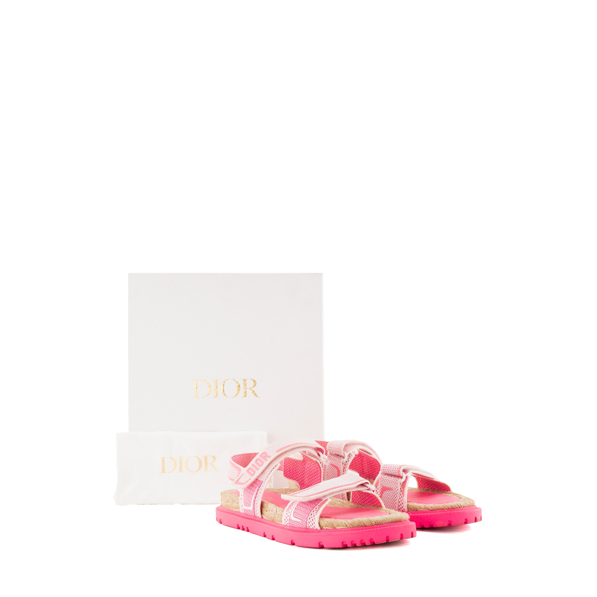 DIOR - Sandales Dioract Dior en toile et raphia rose (T41,5)