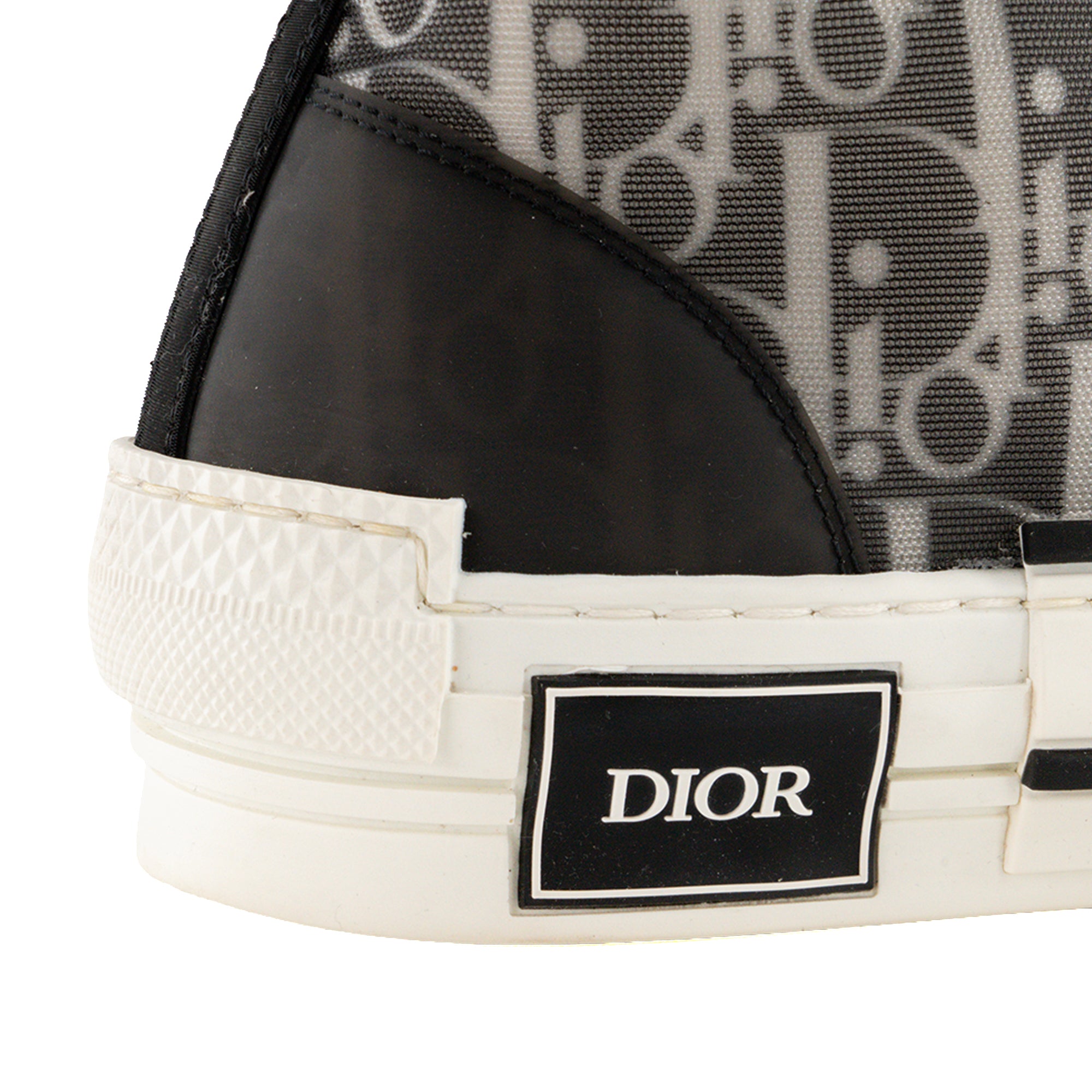 DIOR - Sneakers B23 High Dior en toile à motif oblique et caoutchouc noir et blanc (T38)
