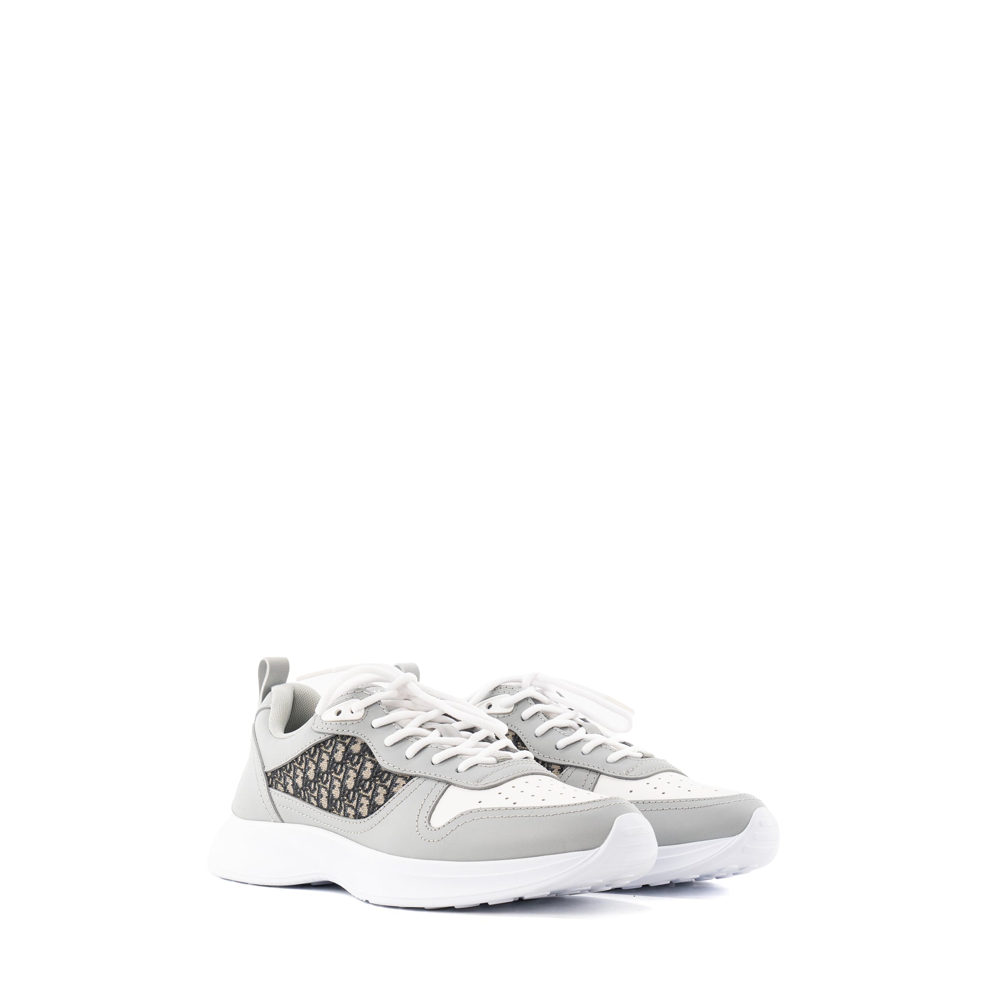 DIOR - Sneakers B25 Runner Dior en toile monogrammée et cuir lisse gris (T39)
