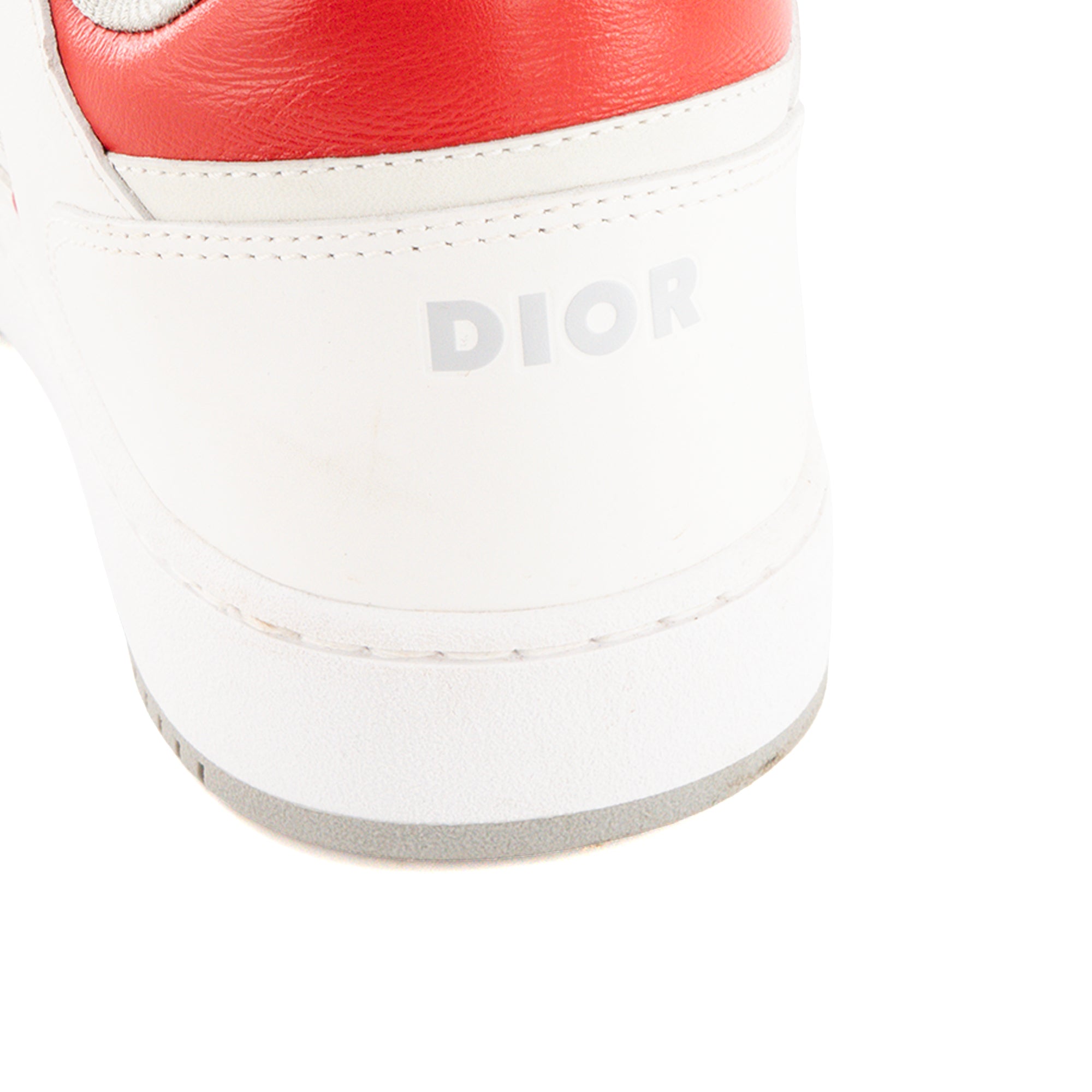DIOR - Sneakers B27 Dior en cuir lisse blanc et rouge (T40)