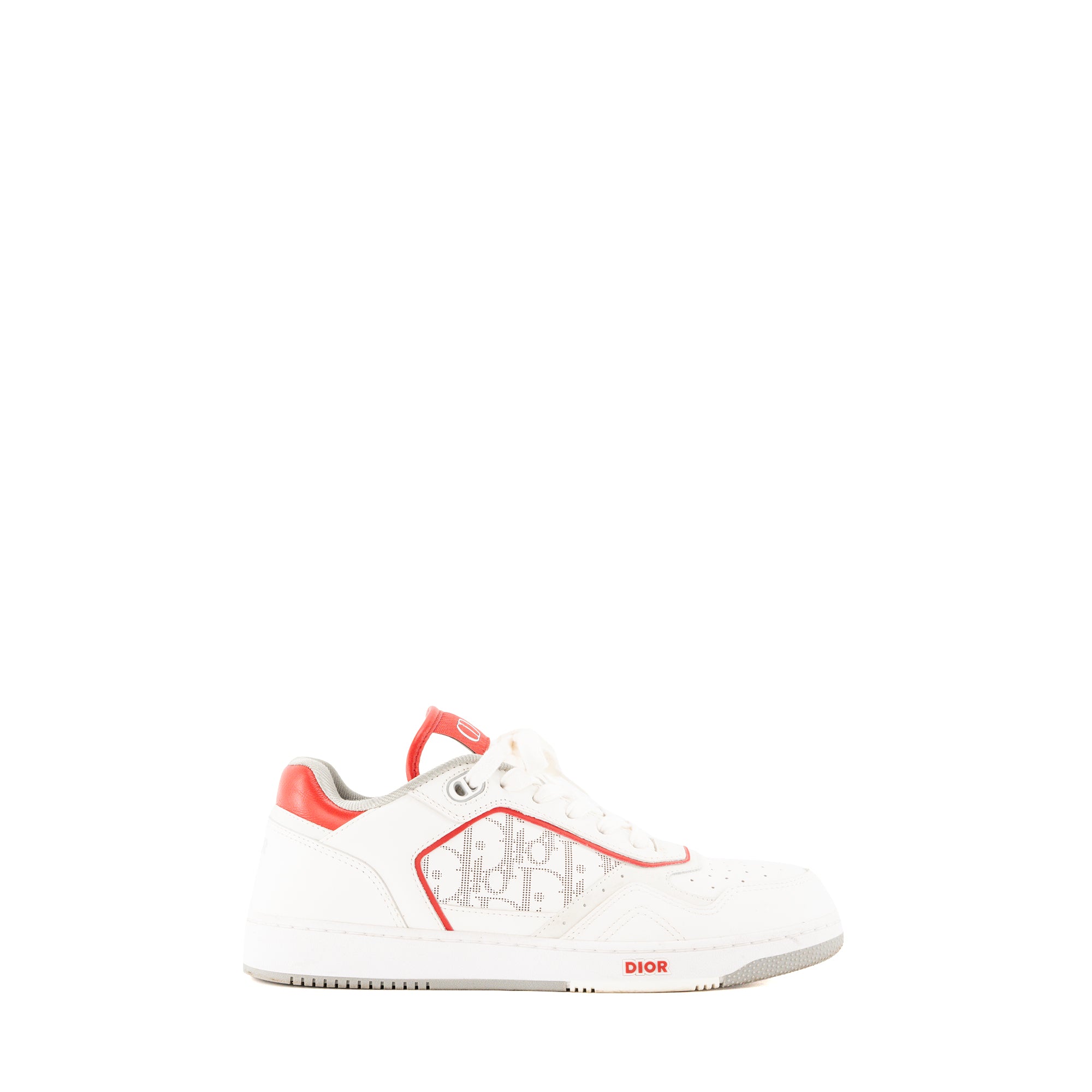 DIOR - Sneakers B27 Dior en cuir lisse blanc et rouge (T40)