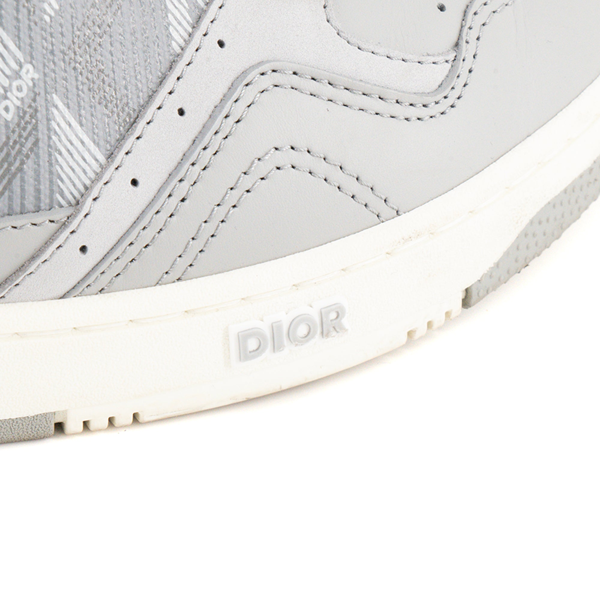 DIOR - Sneakers B27 High Dior en toile enduite motif CD Diamond et cuir gris (T40,5)