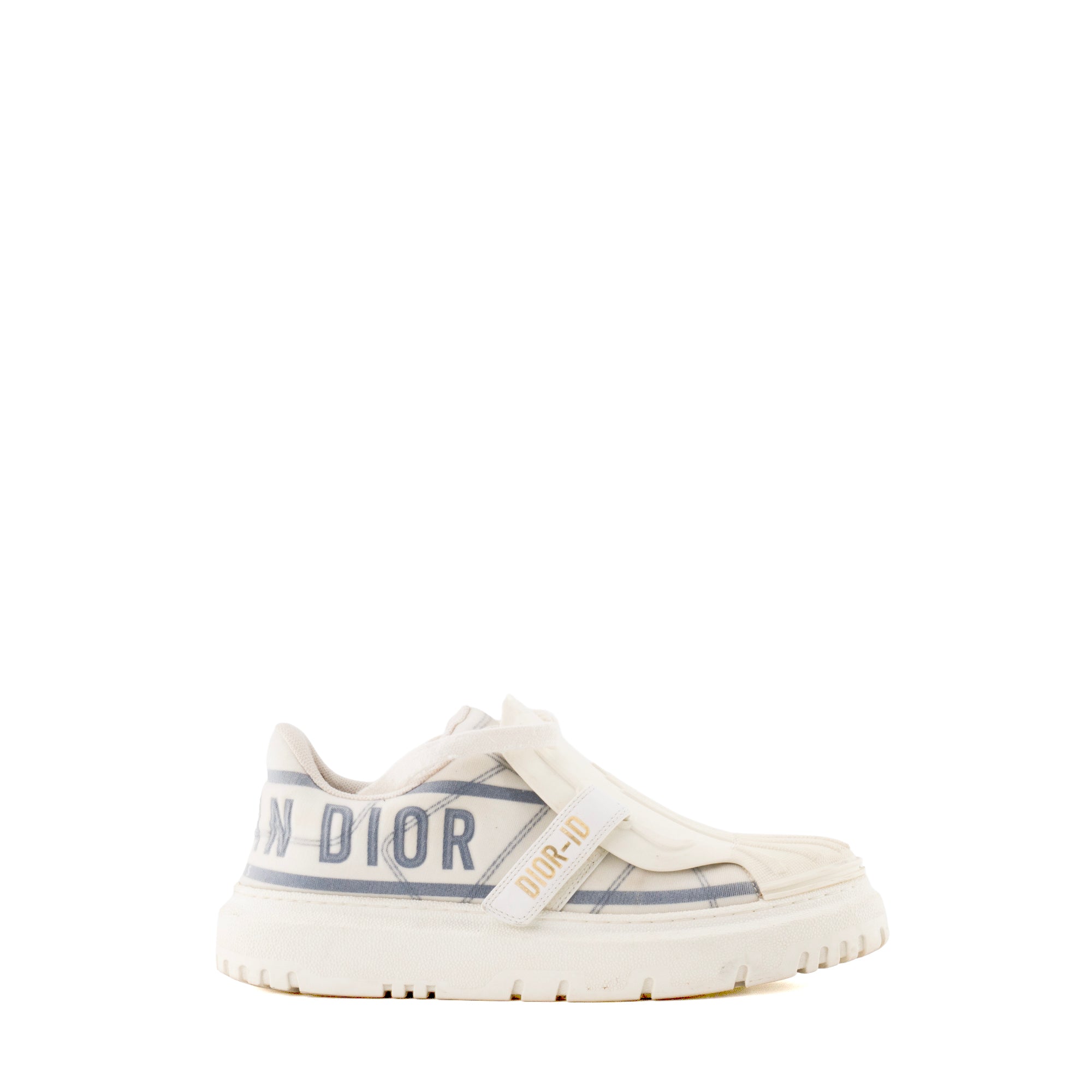 DIOR - Sneakers Dior-ID en toile blanche et grise (T38)