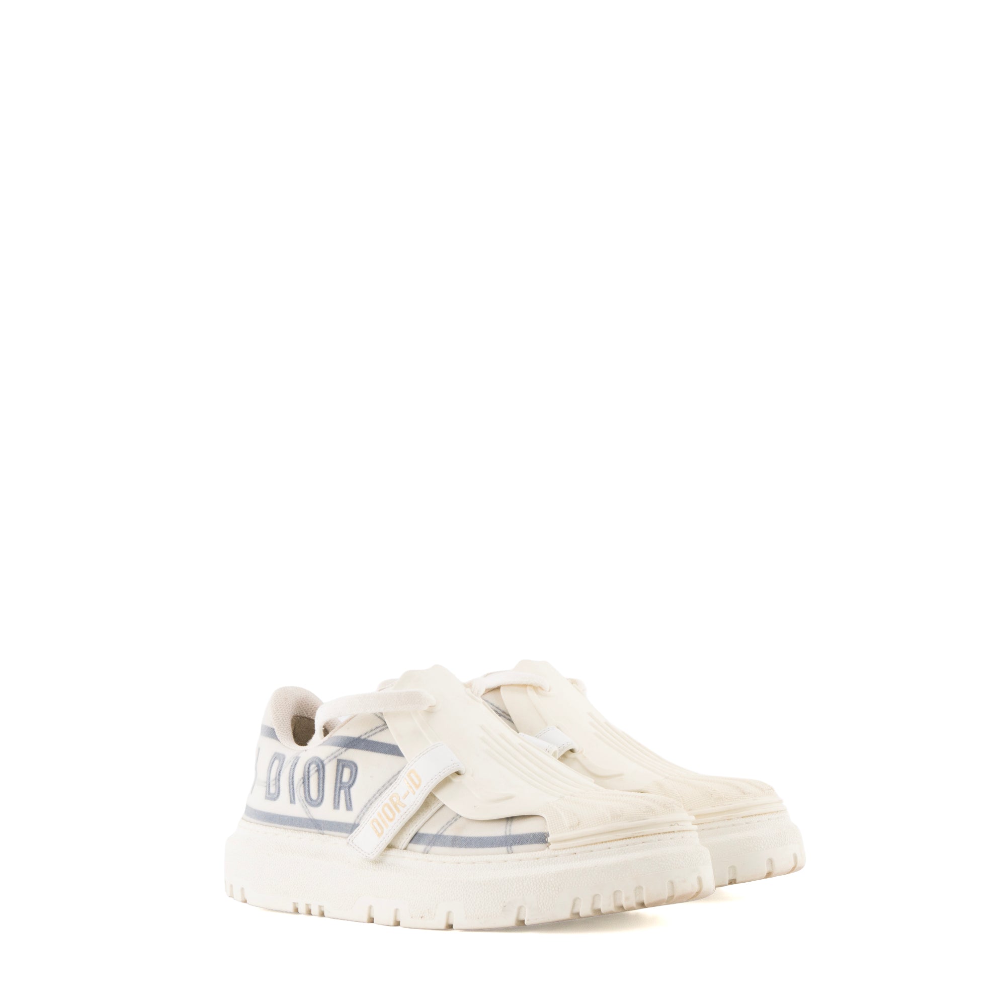 DIOR - Sneakers Dior-ID en toile blanche et grise (T38)