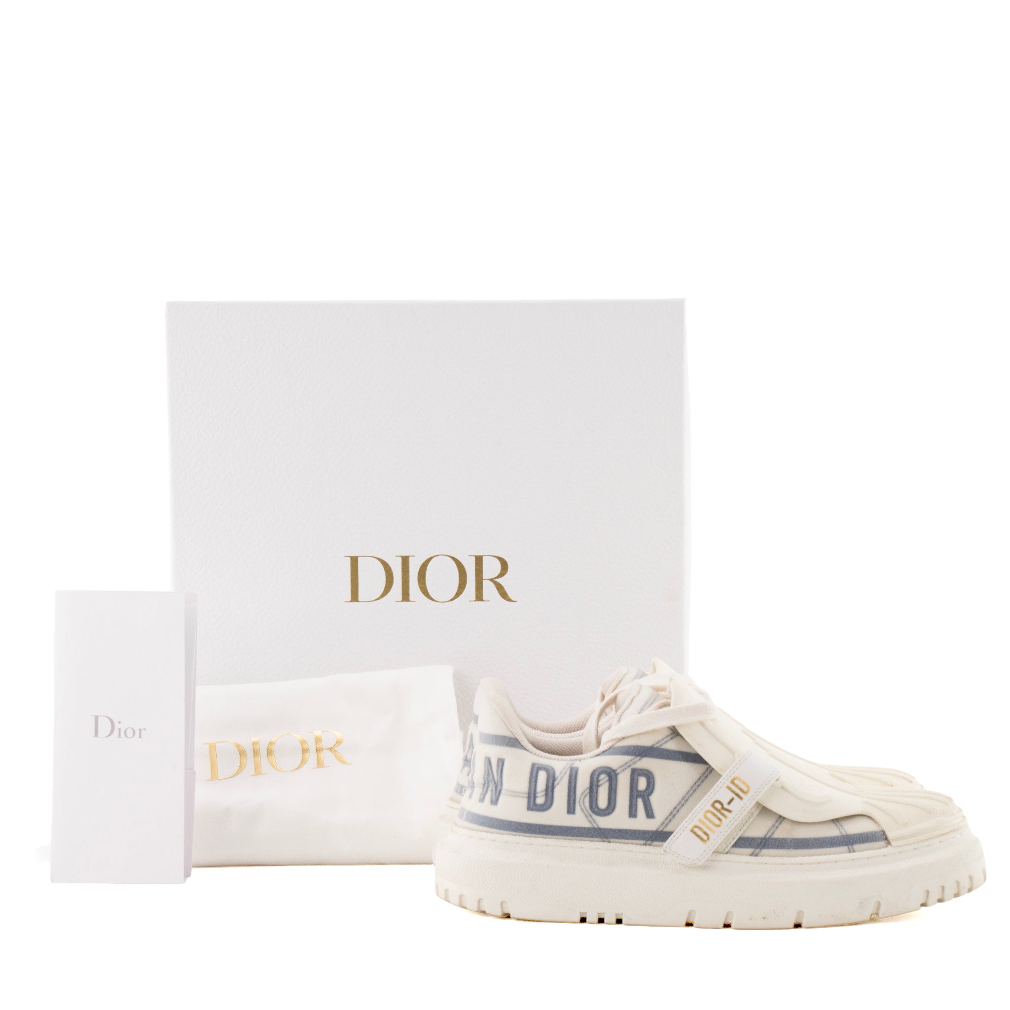 DIOR - Sneakers Dior-ID en toile blanche et grise (T38)