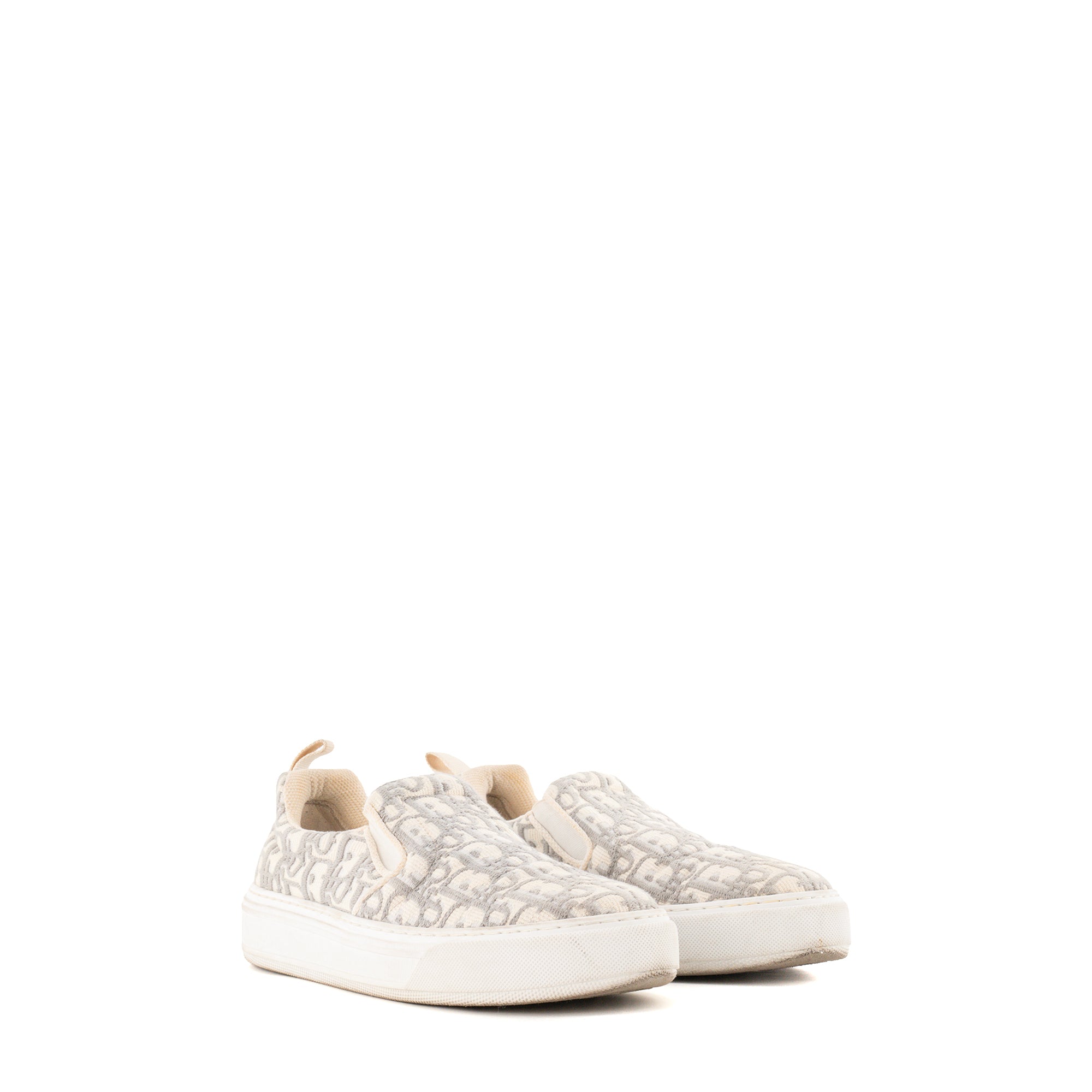 DIOR - Sneakers Slip-On Dior en toile grise et blanche (T38)
