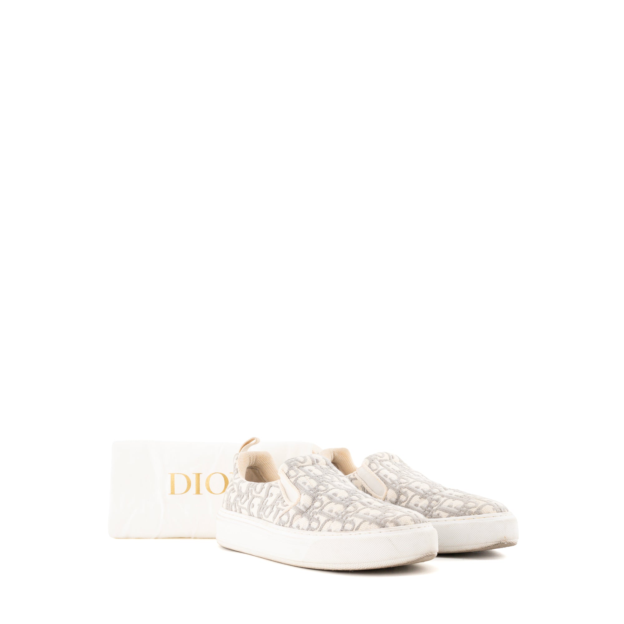 DIOR - Sneakers Slip-On Dior en toile grise et blanche (T38)