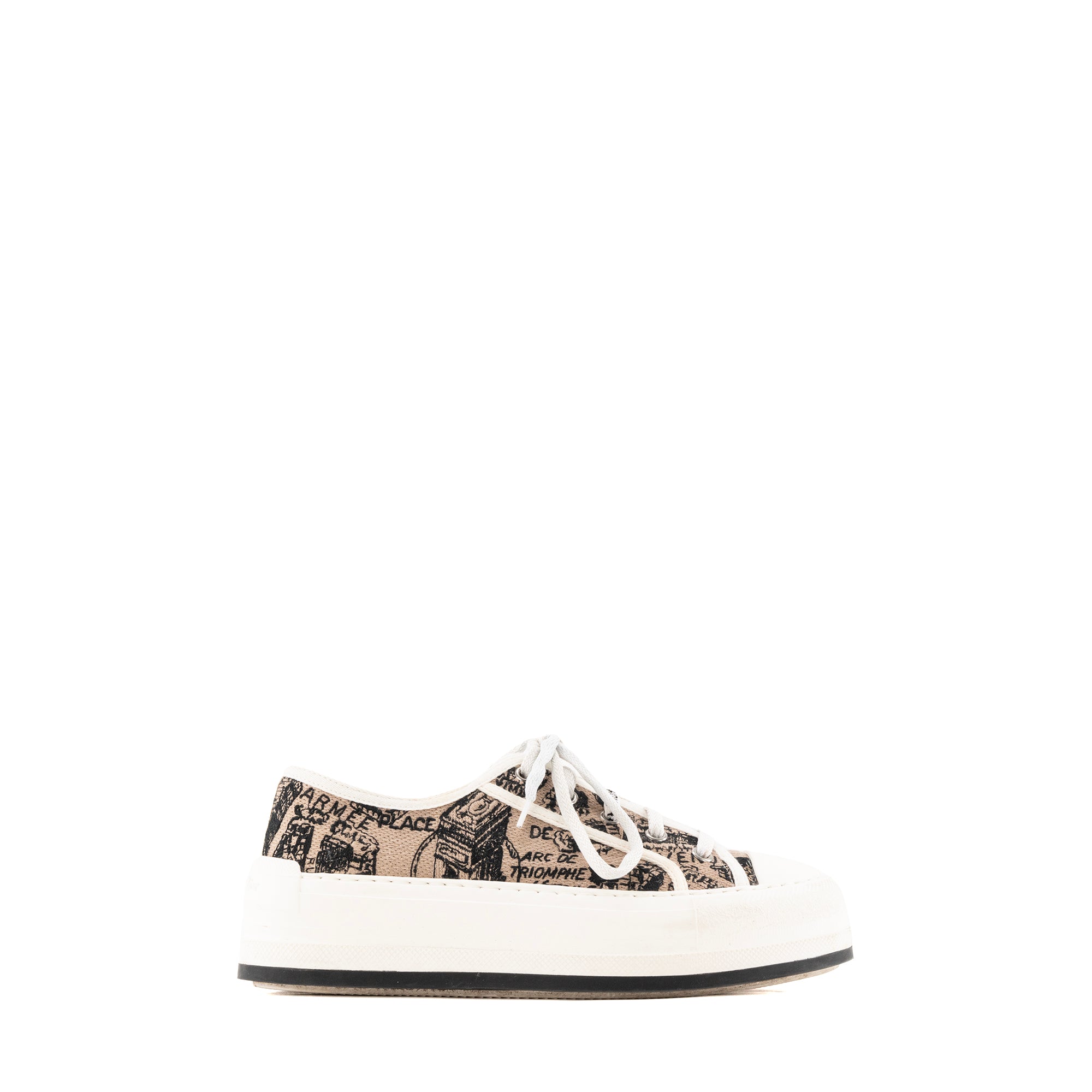 DIOR - Sneakers Walk'n Dior à plateformes en toile marron et noire (T36,5)