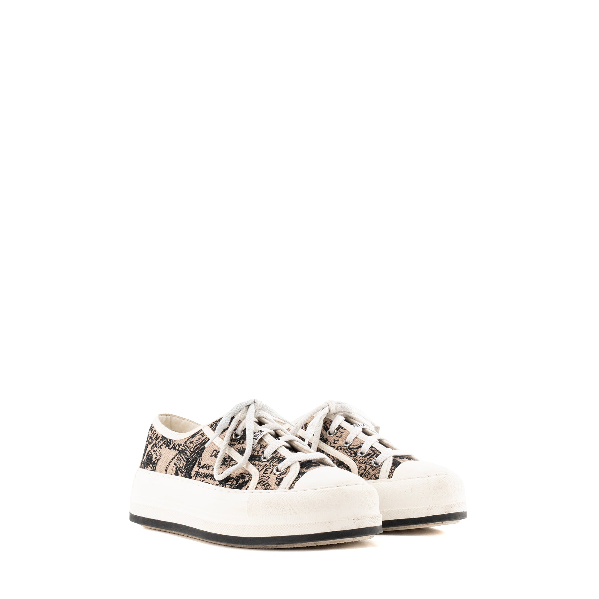 DIOR - Sneakers Walk'n Dior à plateformes en toile marron et noire (T36,5)