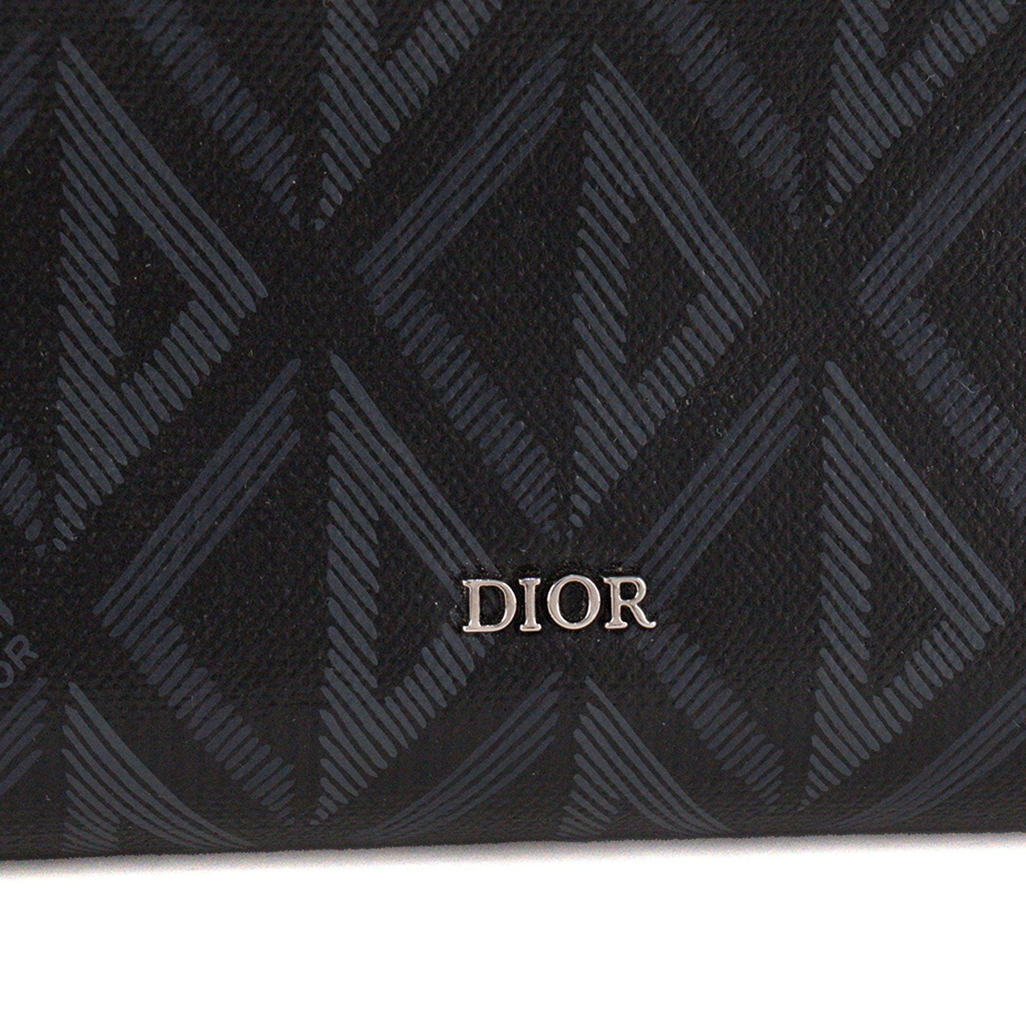 DIOR - Trousse de toilette Diamond en toile enduite noire et grise
