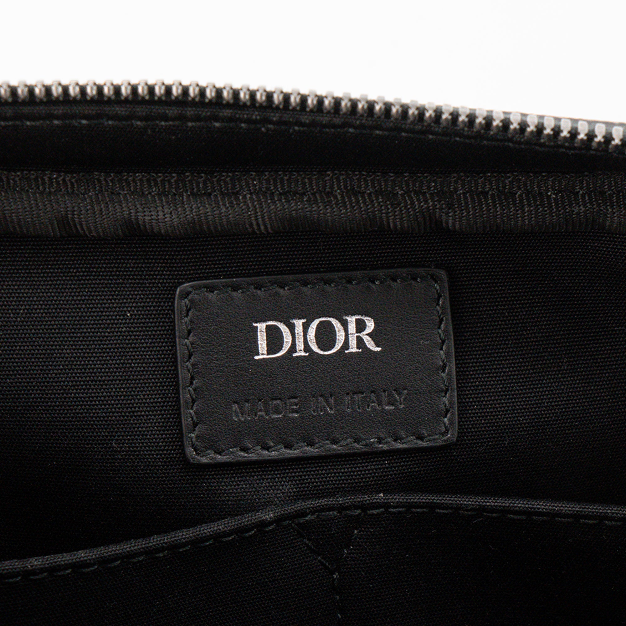 DIOR - Trousse de toilette Diamond en toile enduite noire et grise