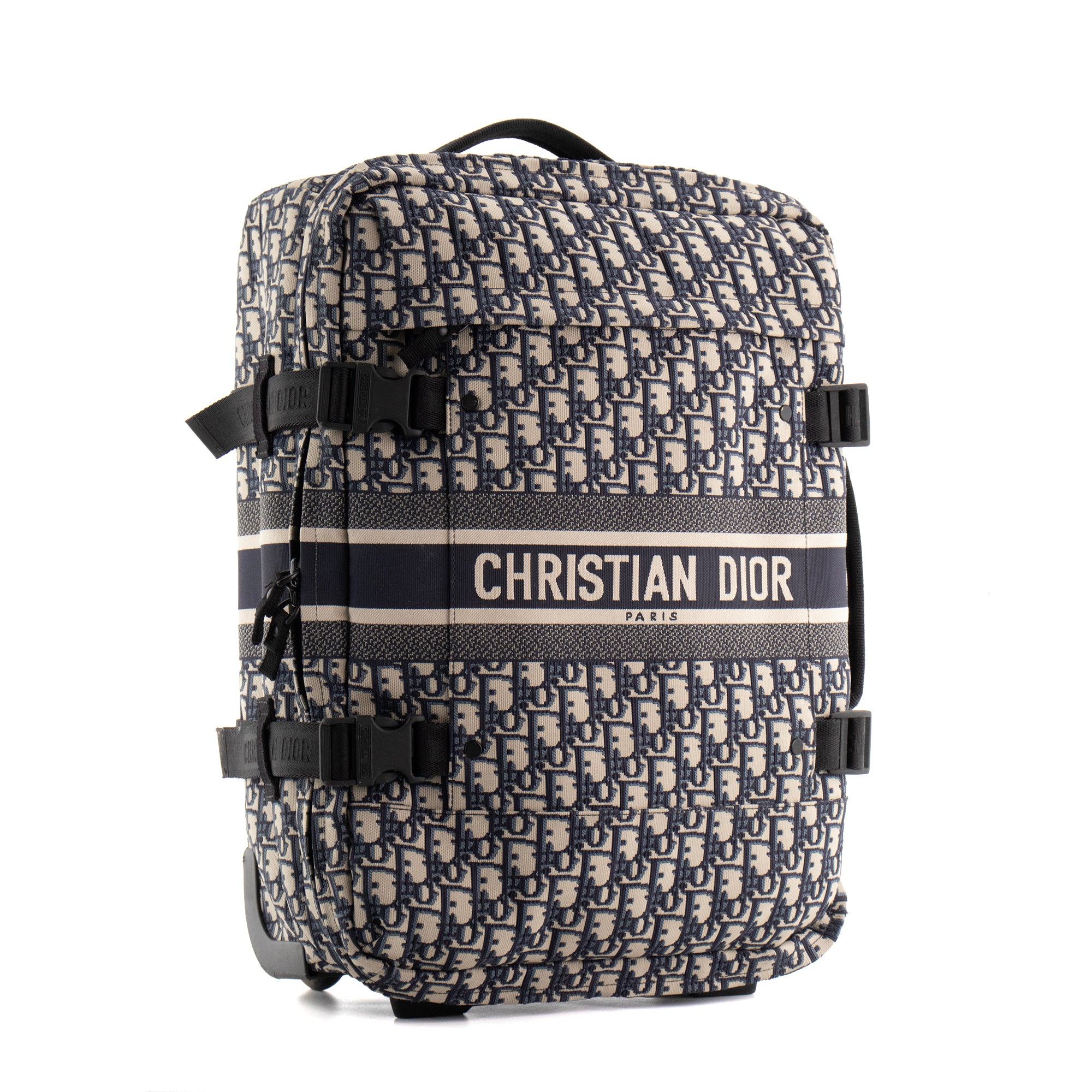 DIOR - Valise Diortravel small Dior en toile jacquard Dior oblique bleu marine