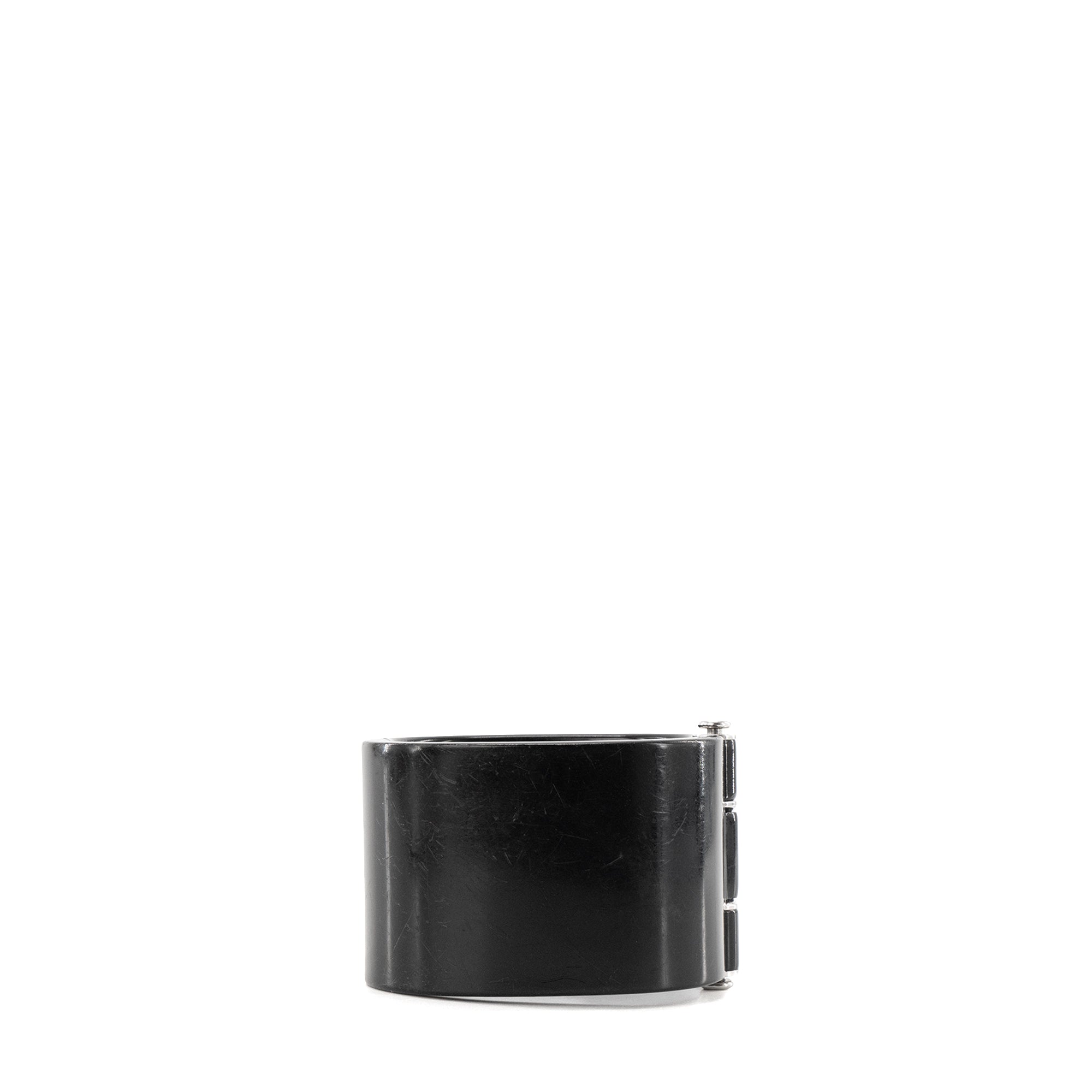 DOLCE & GABBANA - Bracelet manchette Dolce & Gabbana en résine noir et métal argenté