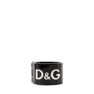 DOLCE & GABBANA - Bracelet manchette Dolce & Gabbana en résine noir et métal argenté