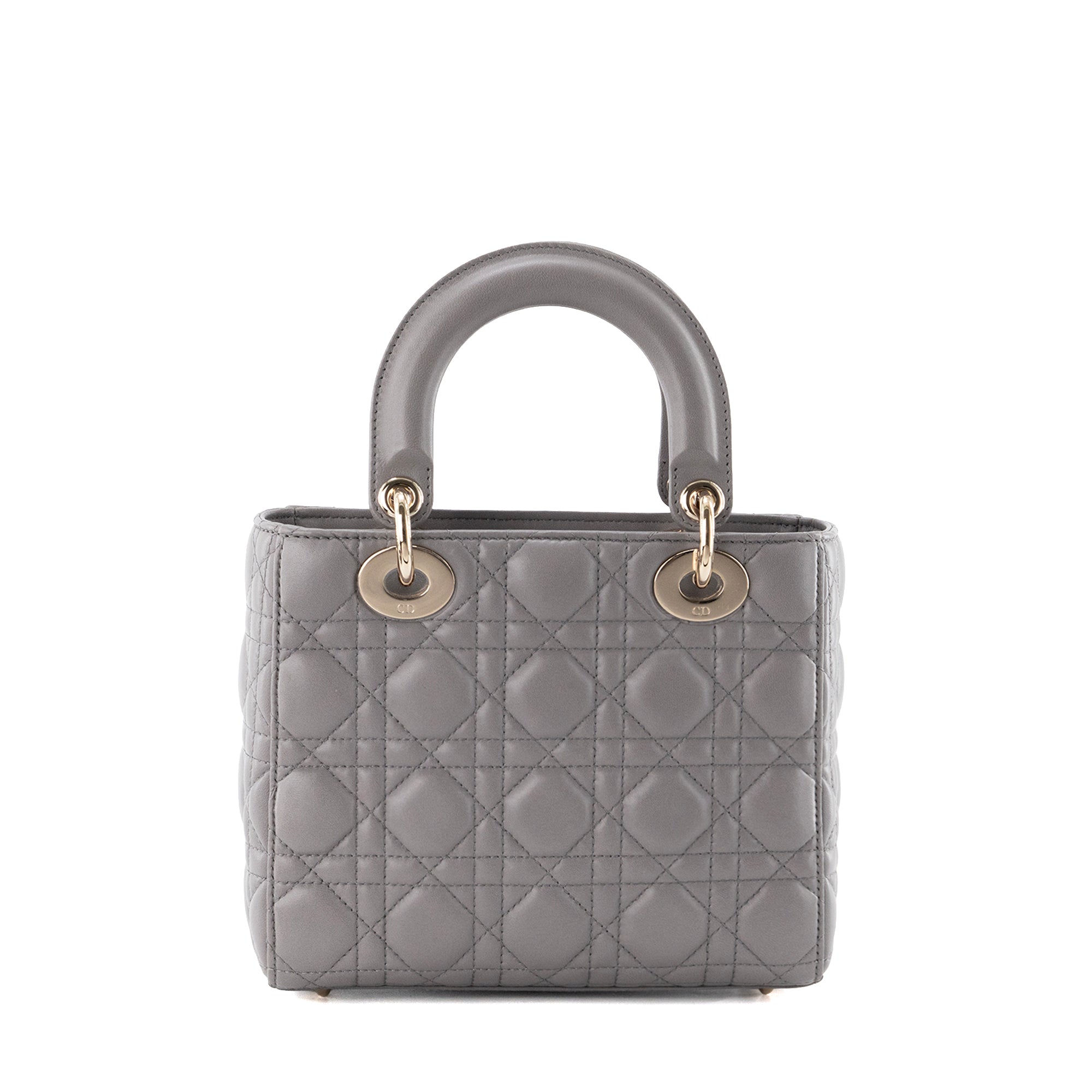 DIOR - Sac à bandoulière Lady Dior Small Dior en cuir lisse gris édition limitée