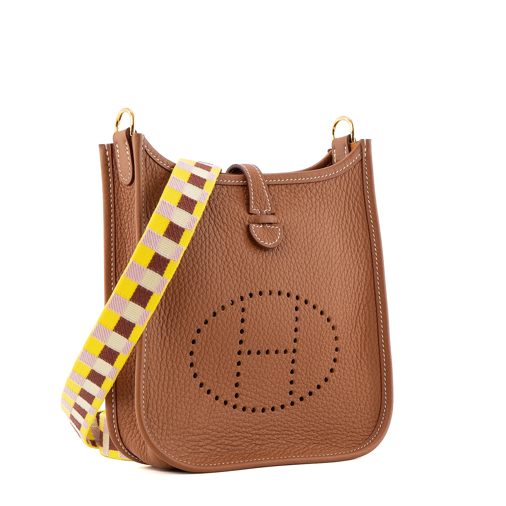 HERMÈS - Sac à bandoulière Mini Evelyne 16 Hermès en cuir taurillon gold