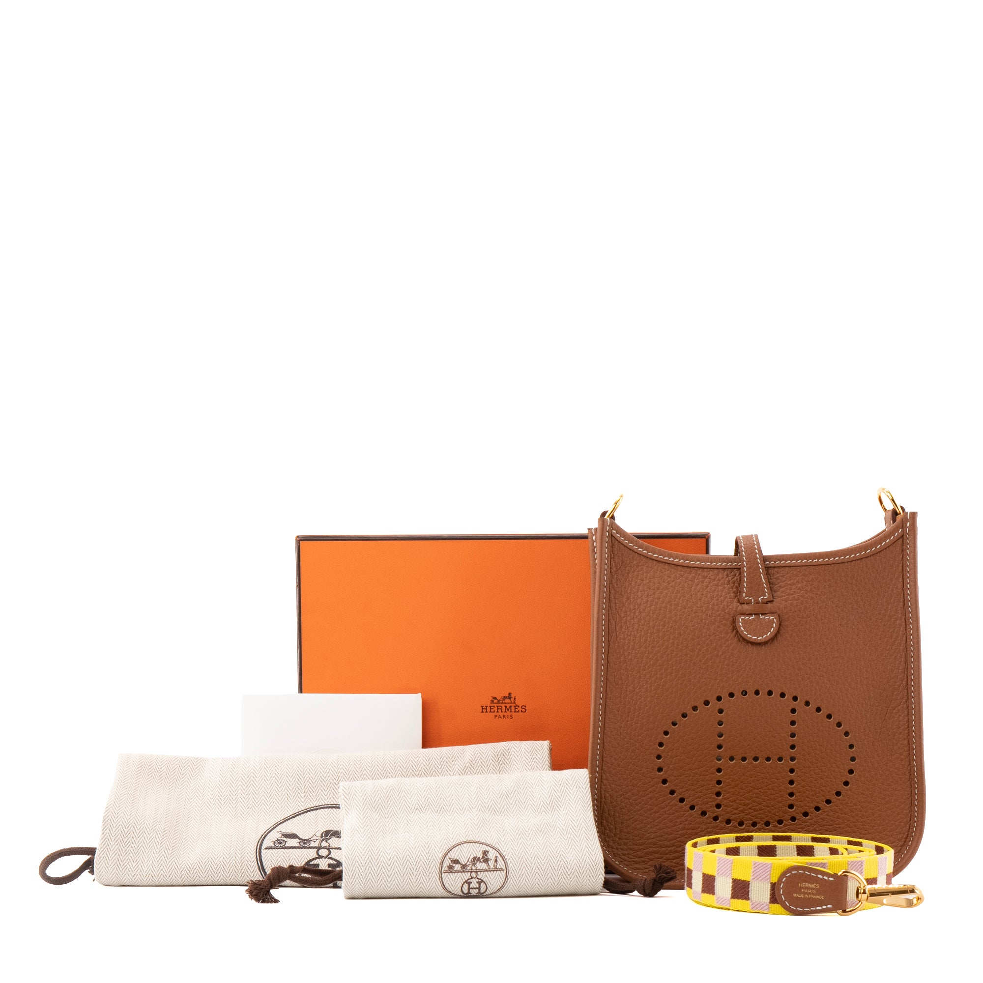 HERMÈS - Sac à bandoulière Mini Evelyne 16 Hermès en cuir taurillon gold