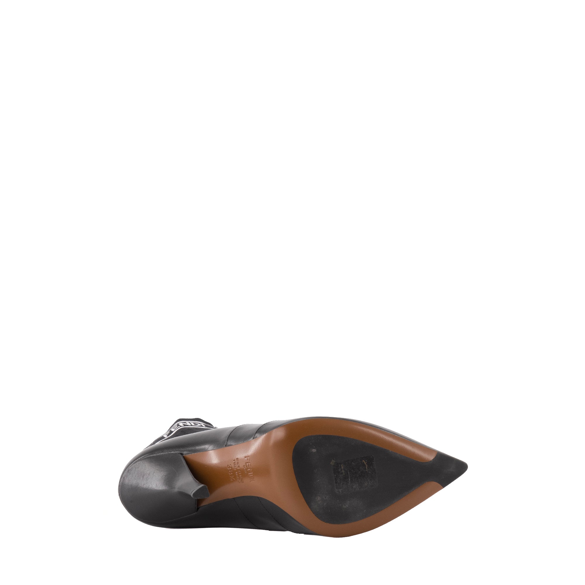 FENDI - Bottines à talon Fendi en toile et cuir noir (T38.5)