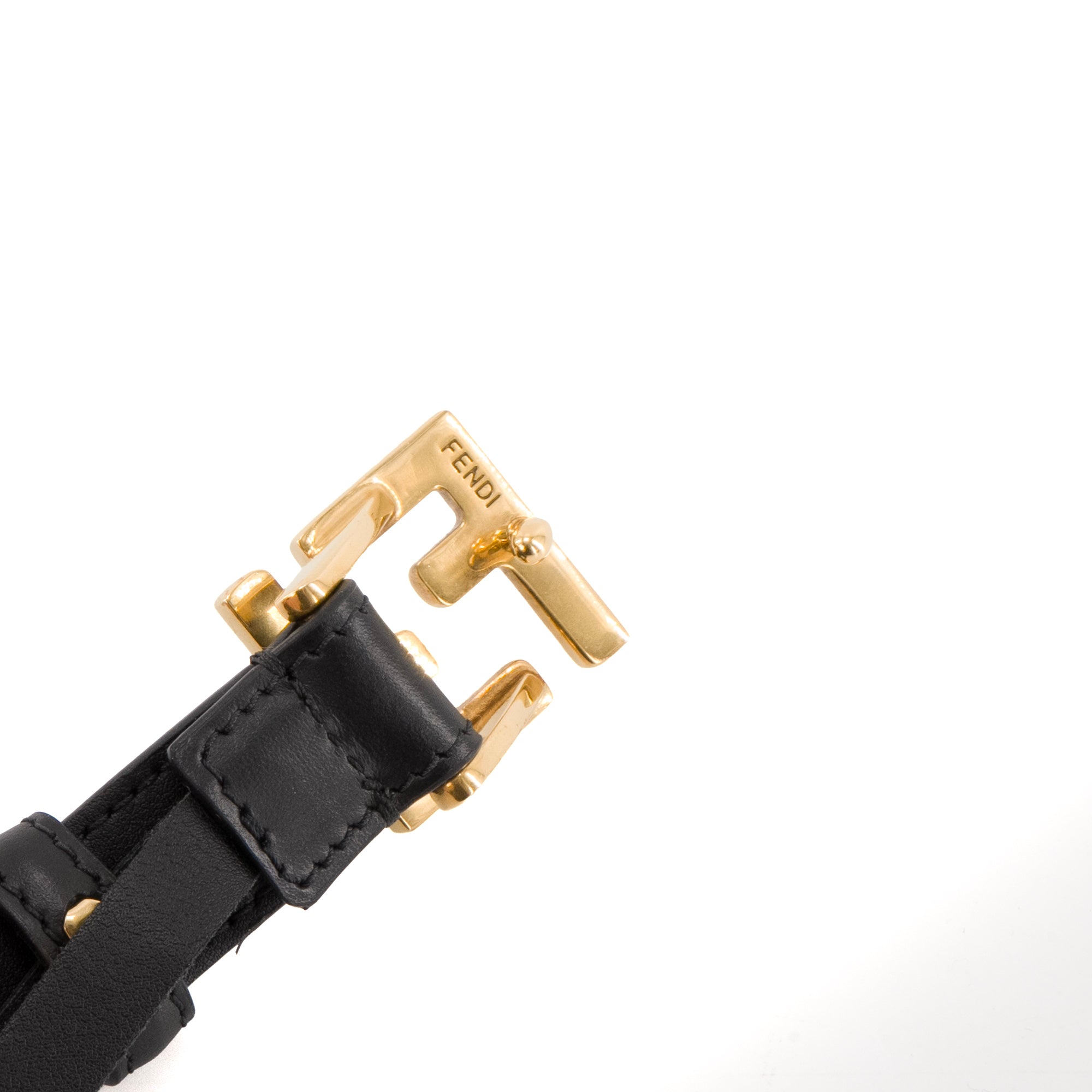 FENDI - Ceinture FF Fendi en cuir noir (T85)