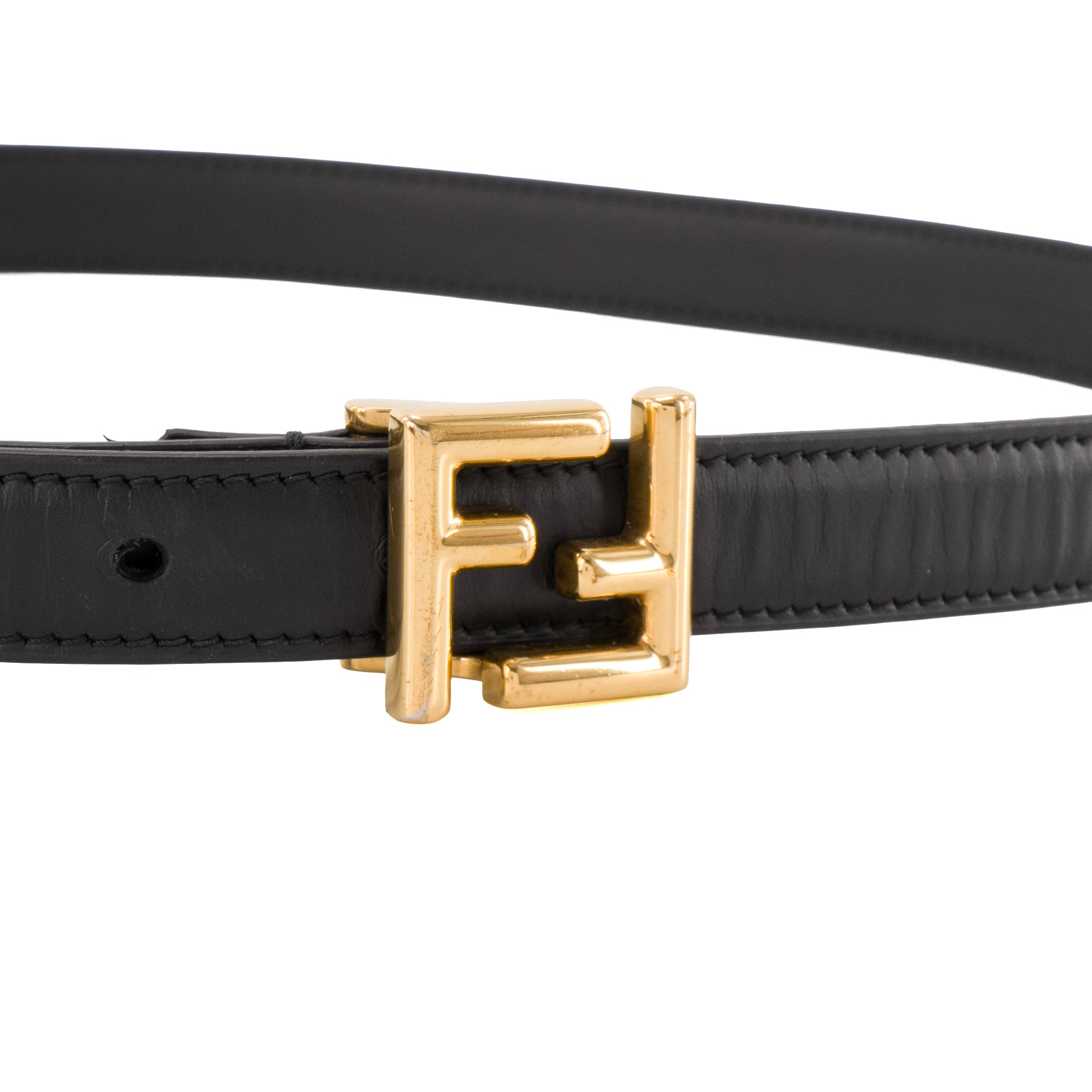 FENDI - Ceinture FF Fendi en cuir noir (T85)