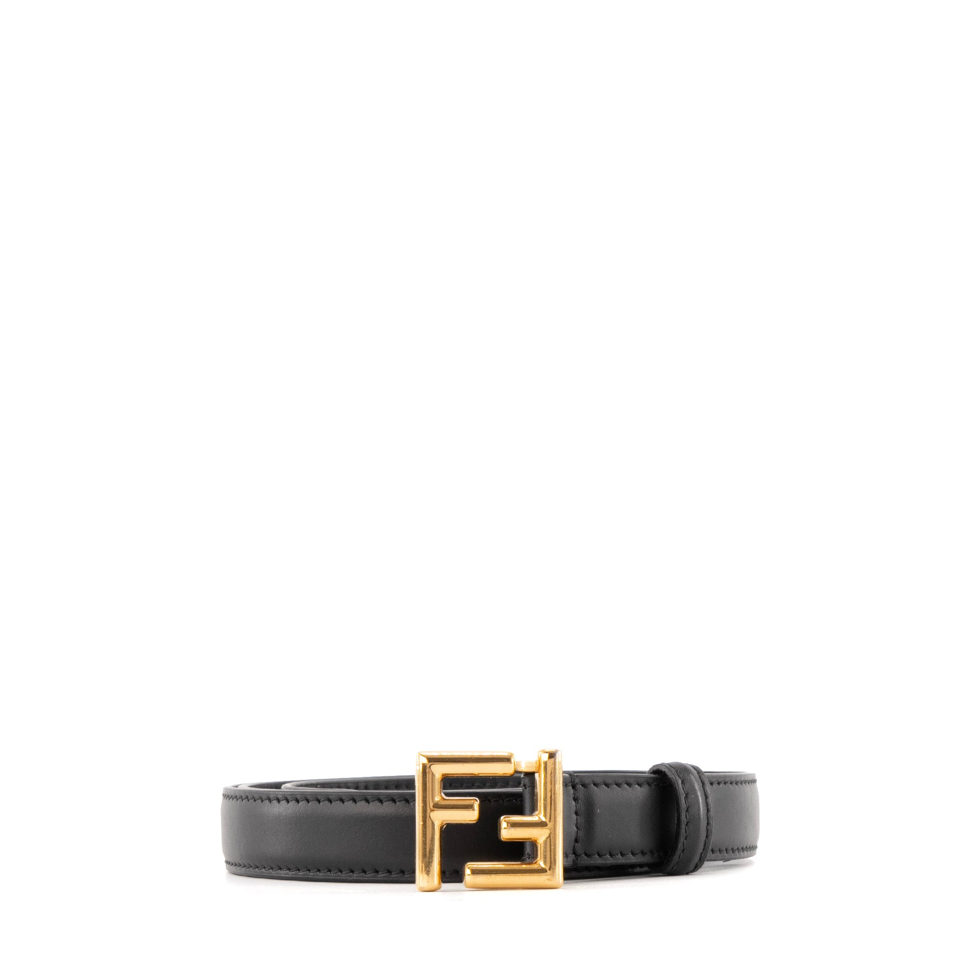 FENDI - Ceinture FF Fendi en cuir noir (T85)