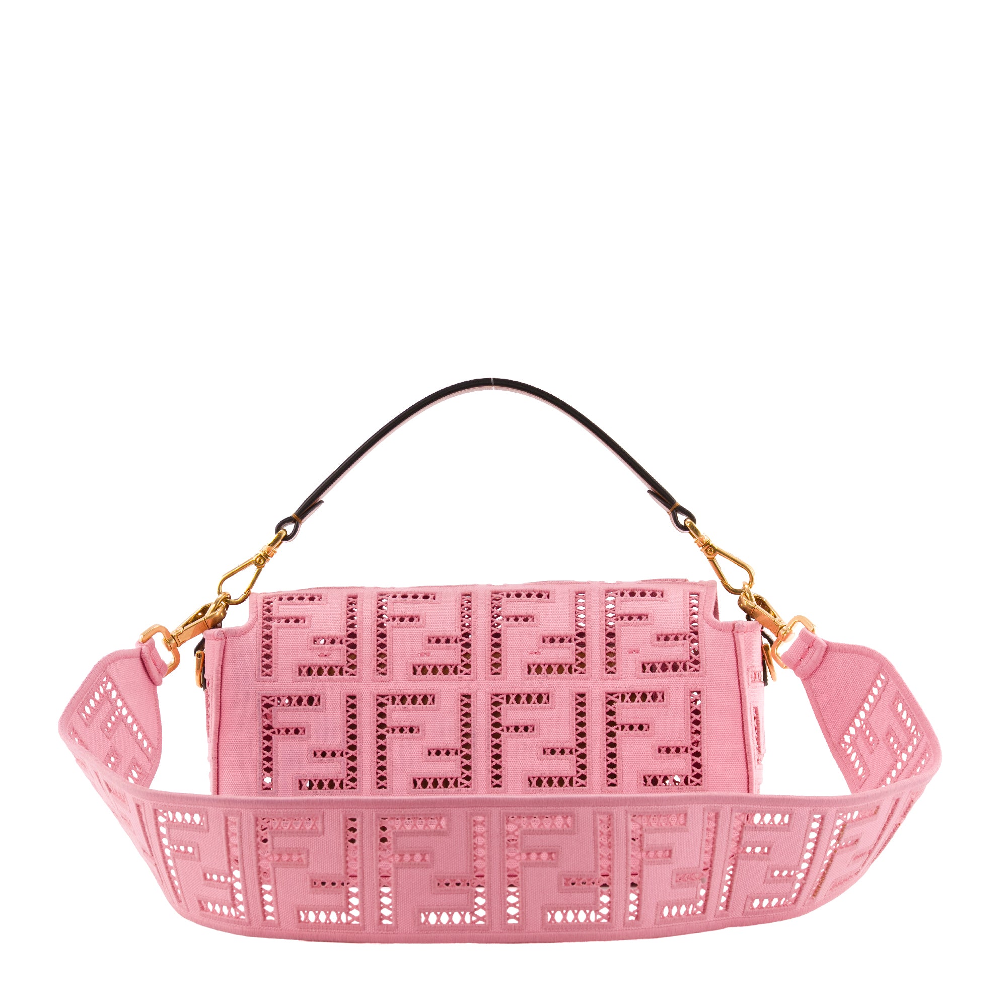 FENDI - Sac à bandoulière Baguette Fendi en toile rose édition limitée
