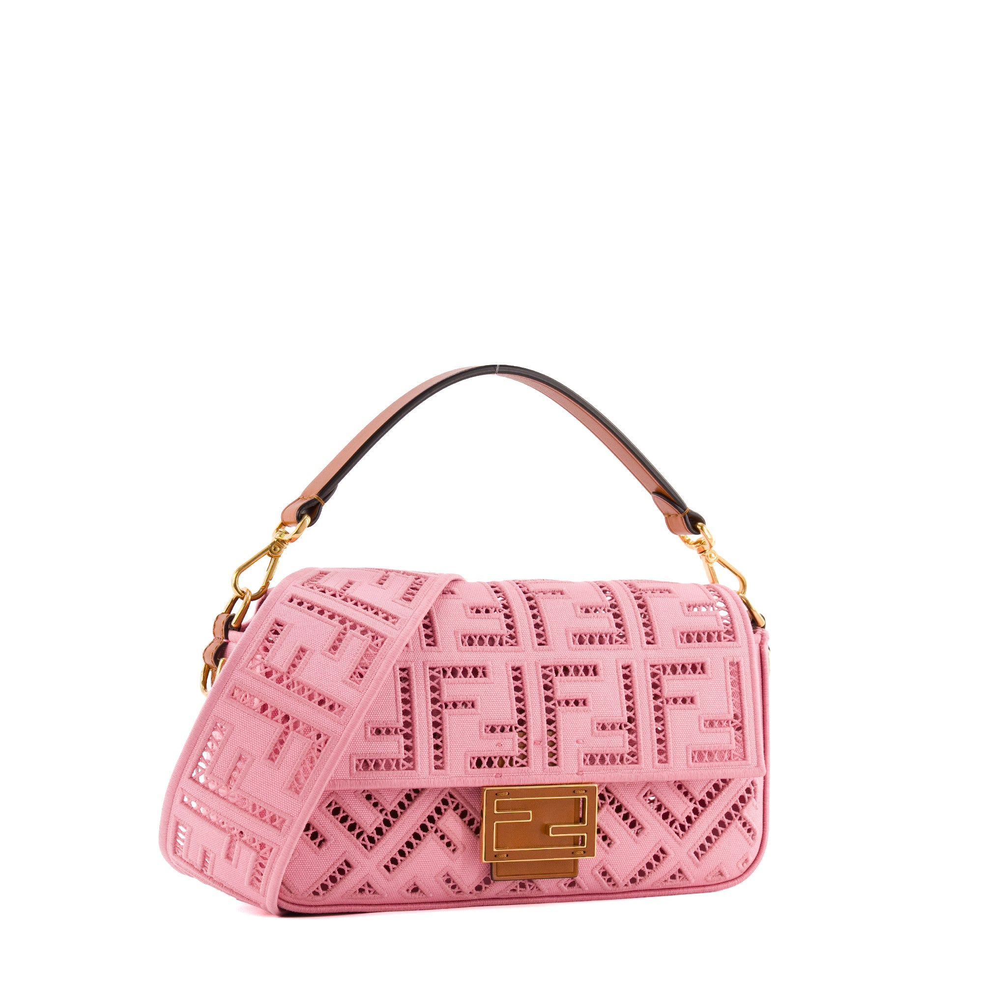 FENDI - Sac à bandoulière Baguette Fendi en toile rose édition limitée