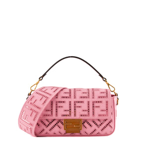 FENDI - Sac à bandoulière Baguette Fendi en toile rose édition limitée