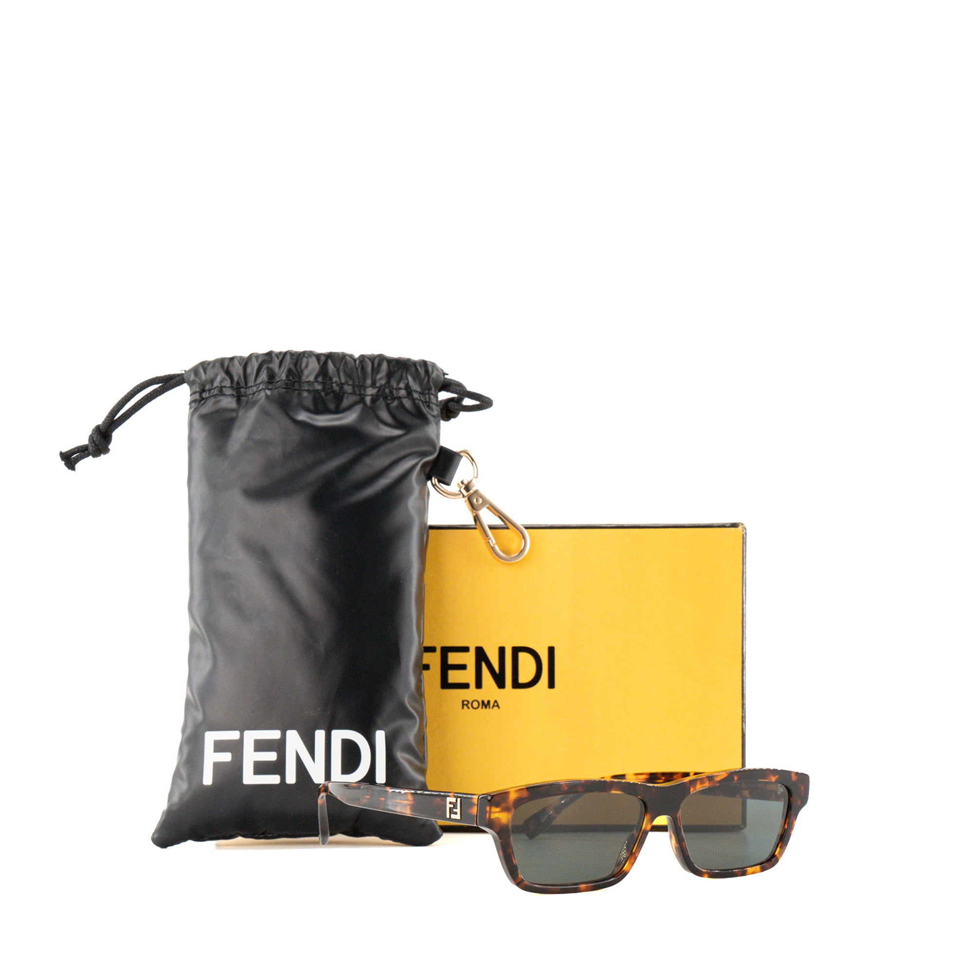 FENDI - Lunettes de soleil Fendi en acétate écailles de tortue marron