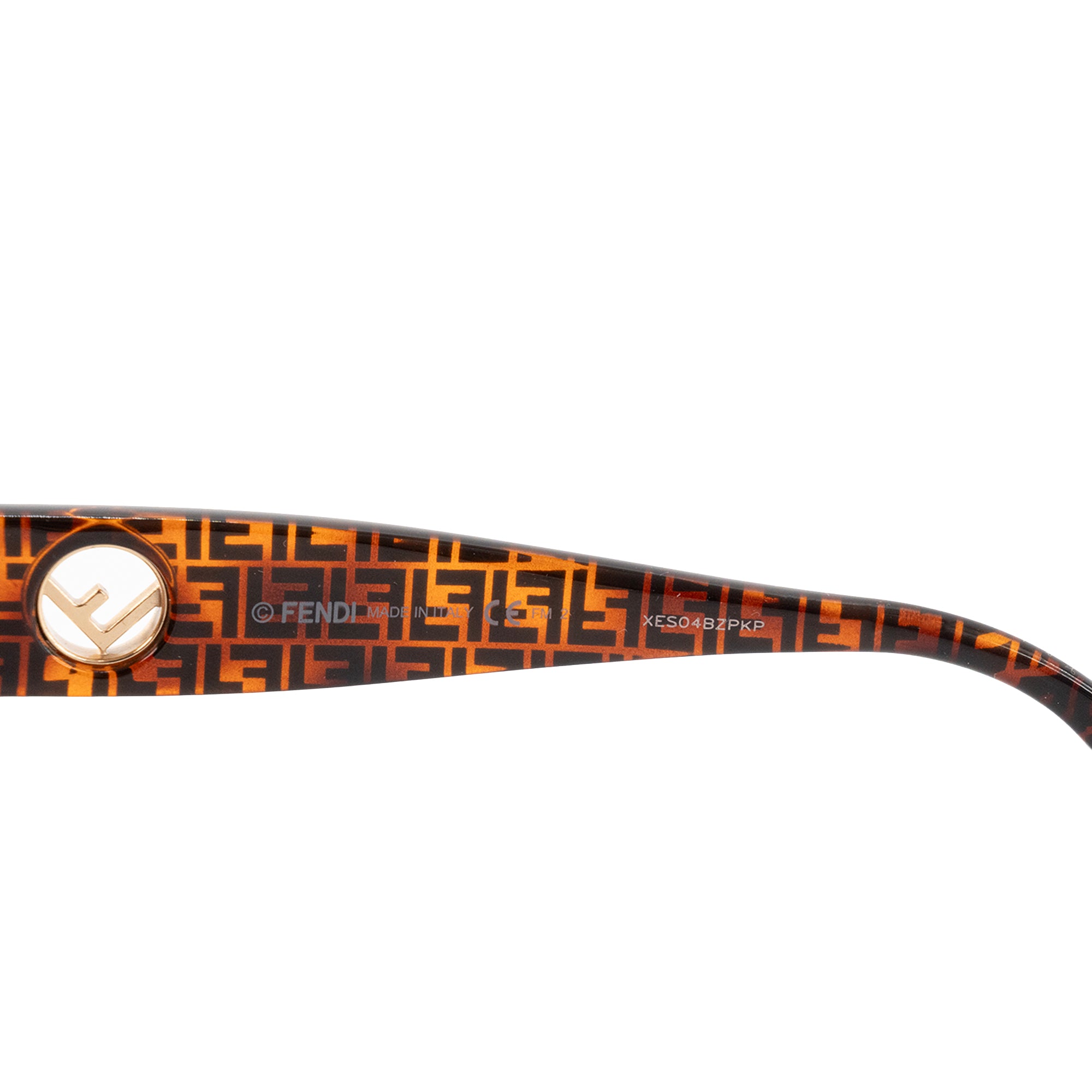 FENDI - Lunettes de soleil Fendi en métal doré et acétate monogrammé marron