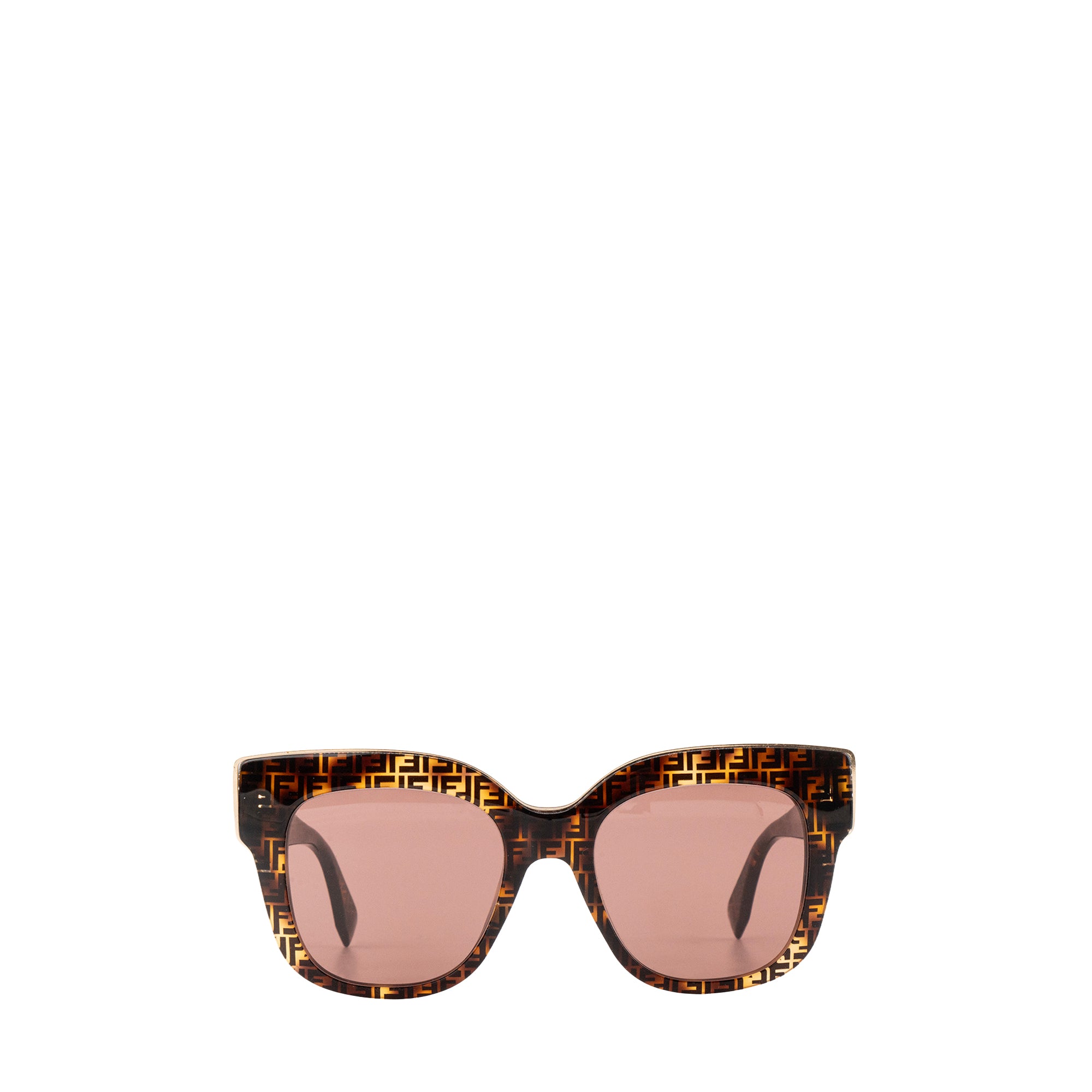 FENDI - Lunettes de soleil Fendi en métal doré et acétate monogrammé marron