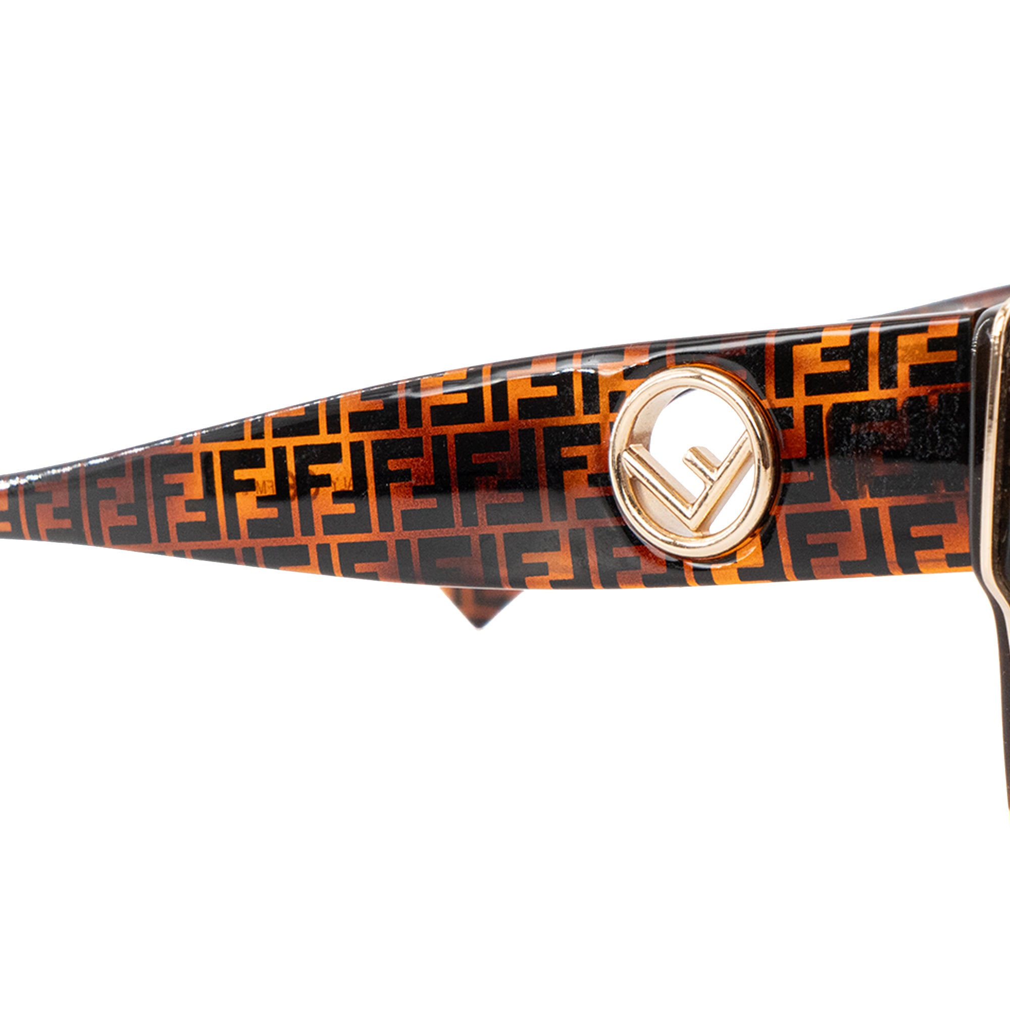 FENDI - Lunettes de soleil Fendi en métal doré et acétate monogrammé marron