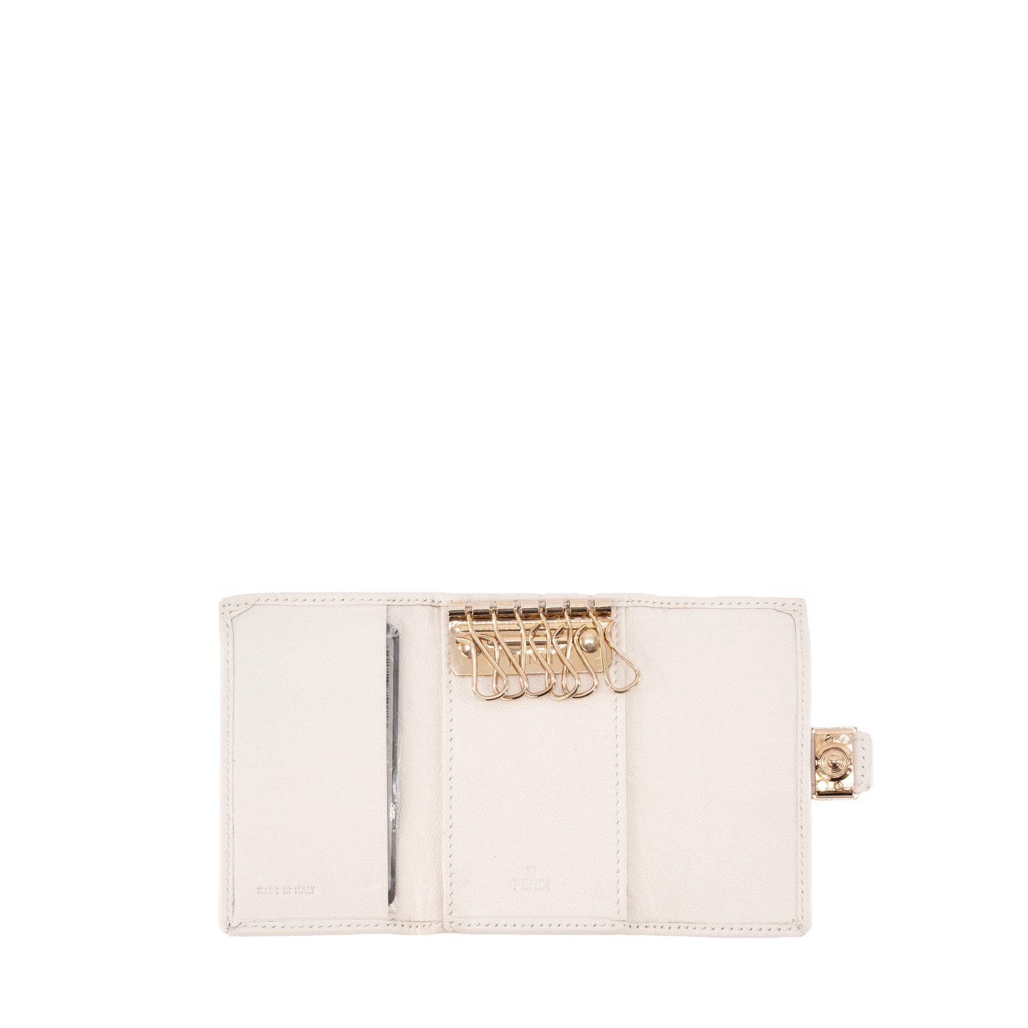 FENDI - Pochette clés Fendi en cuir crème