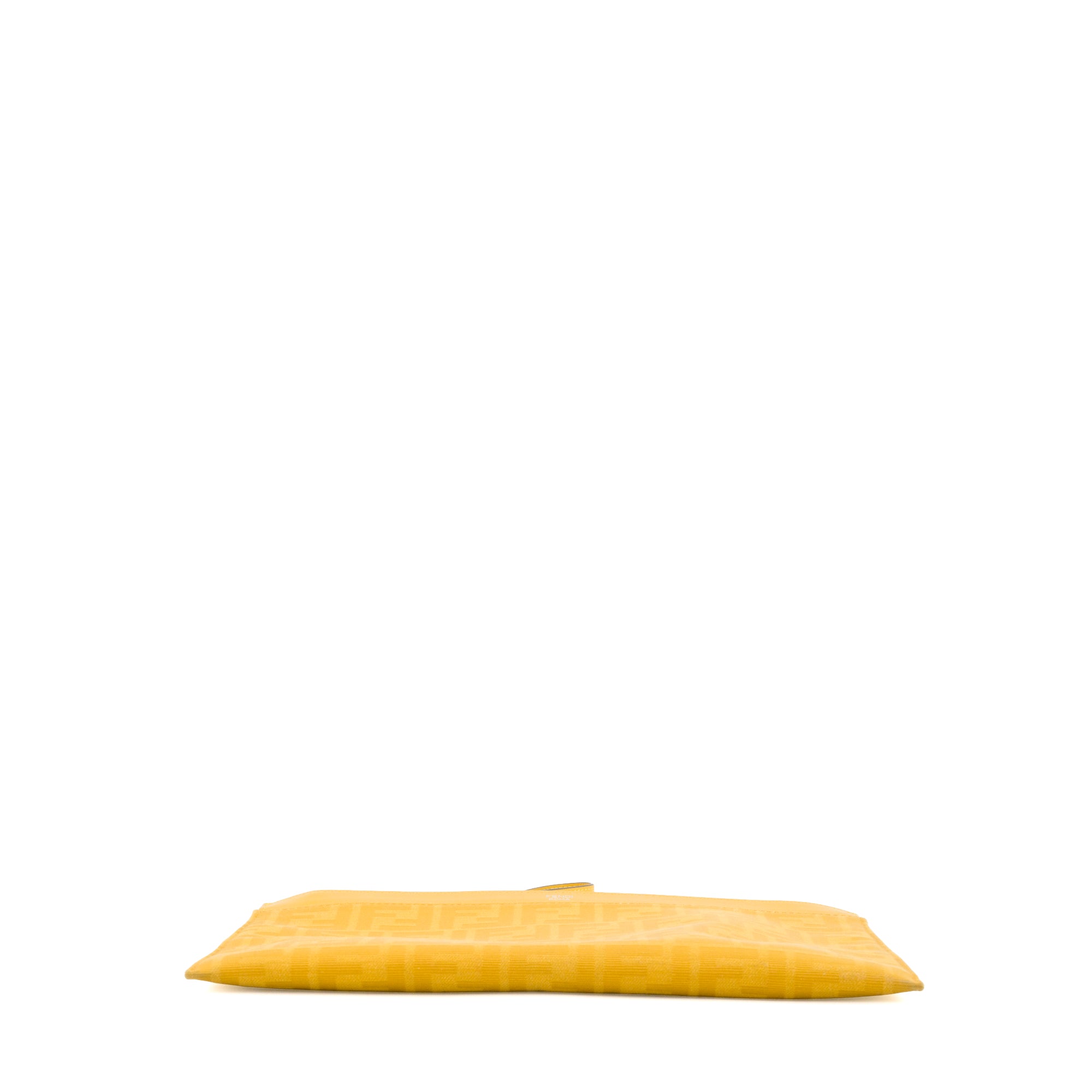 FENDI - Pochette plate FF moyen modèle Fendi en toile jacquard jaune