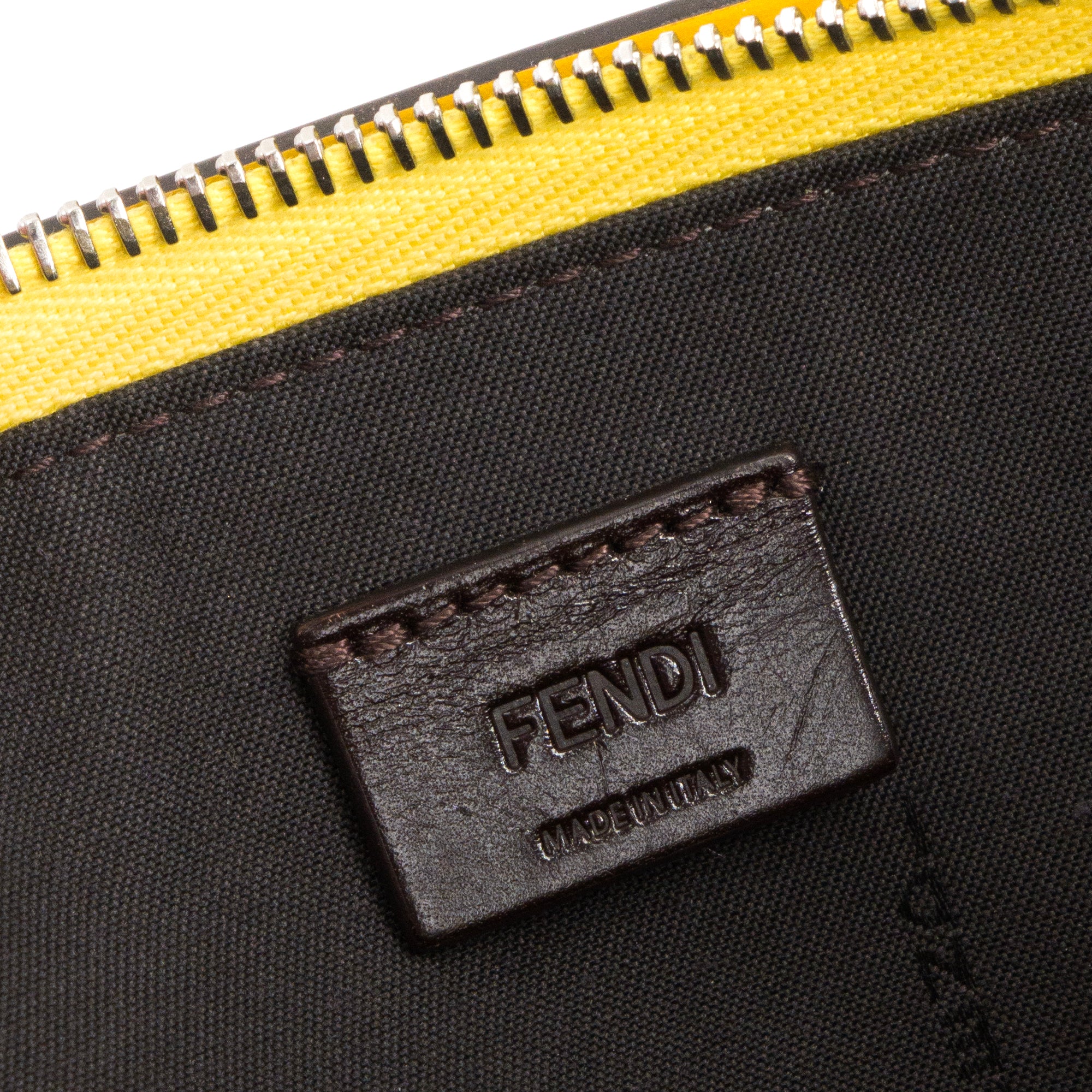 FENDI - Pochette plate FF moyen modèle Fendi en toile jacquard jaune