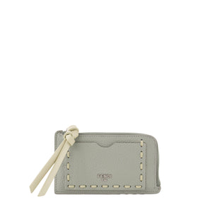 FENDI - Porte-cartes Peekaboo Fendi en cuir grainé vert d'eau