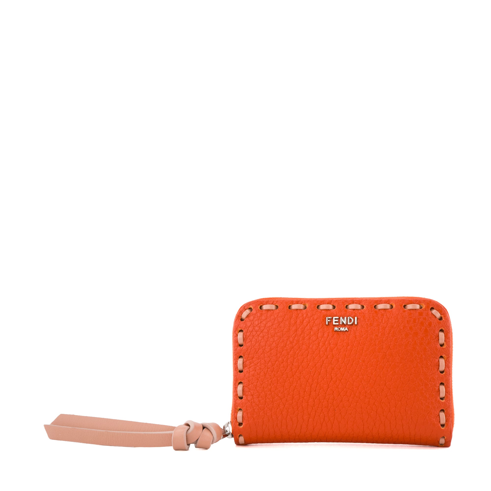 FENDI - Porte-monnaie Peekaboo Fendi en cuir grainé orange
