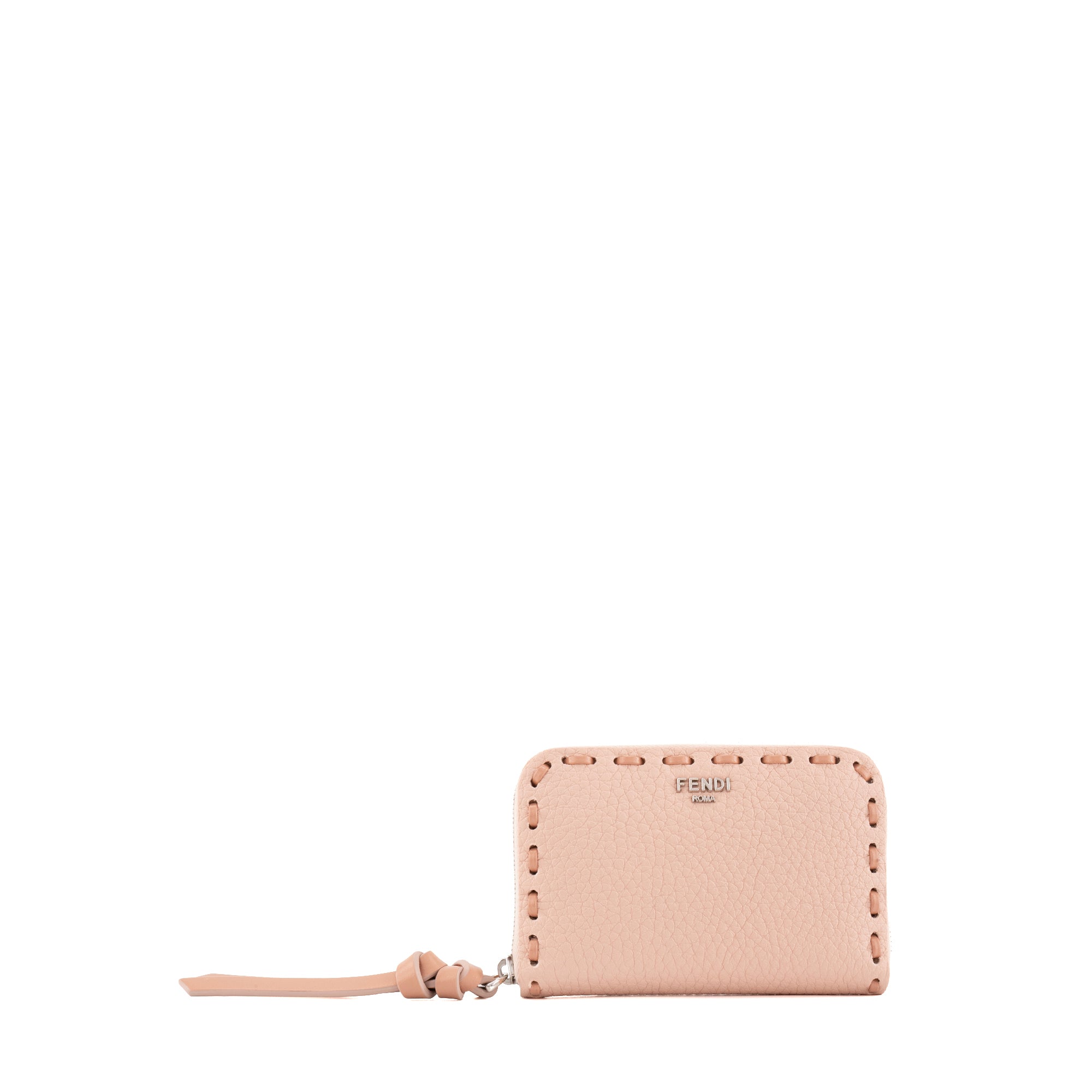 FENDI - Porte-monnaie Peekaboo Fendi en cuir grainé rose