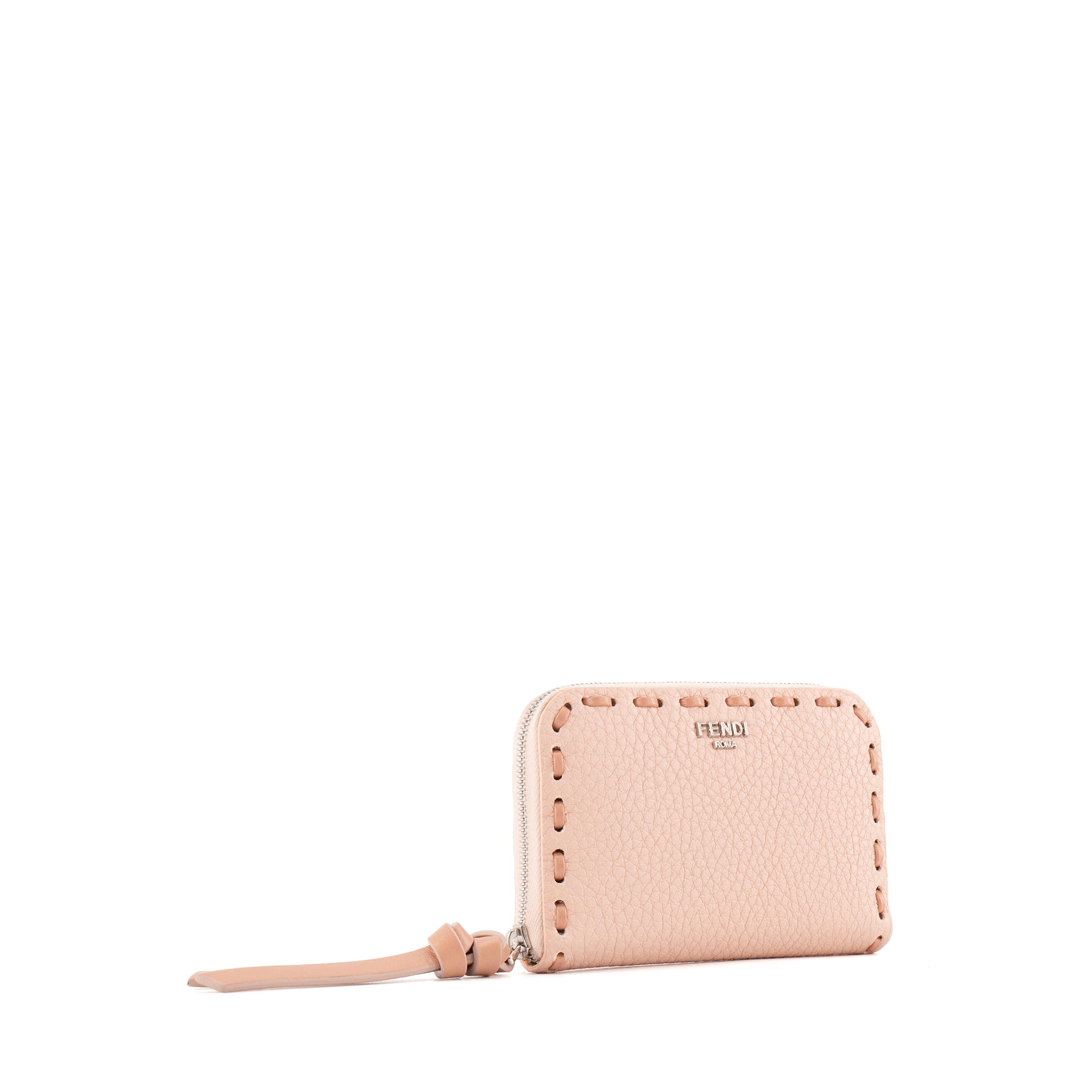 FENDI - Porte-monnaie Peekaboo Fendi en cuir grainé rose