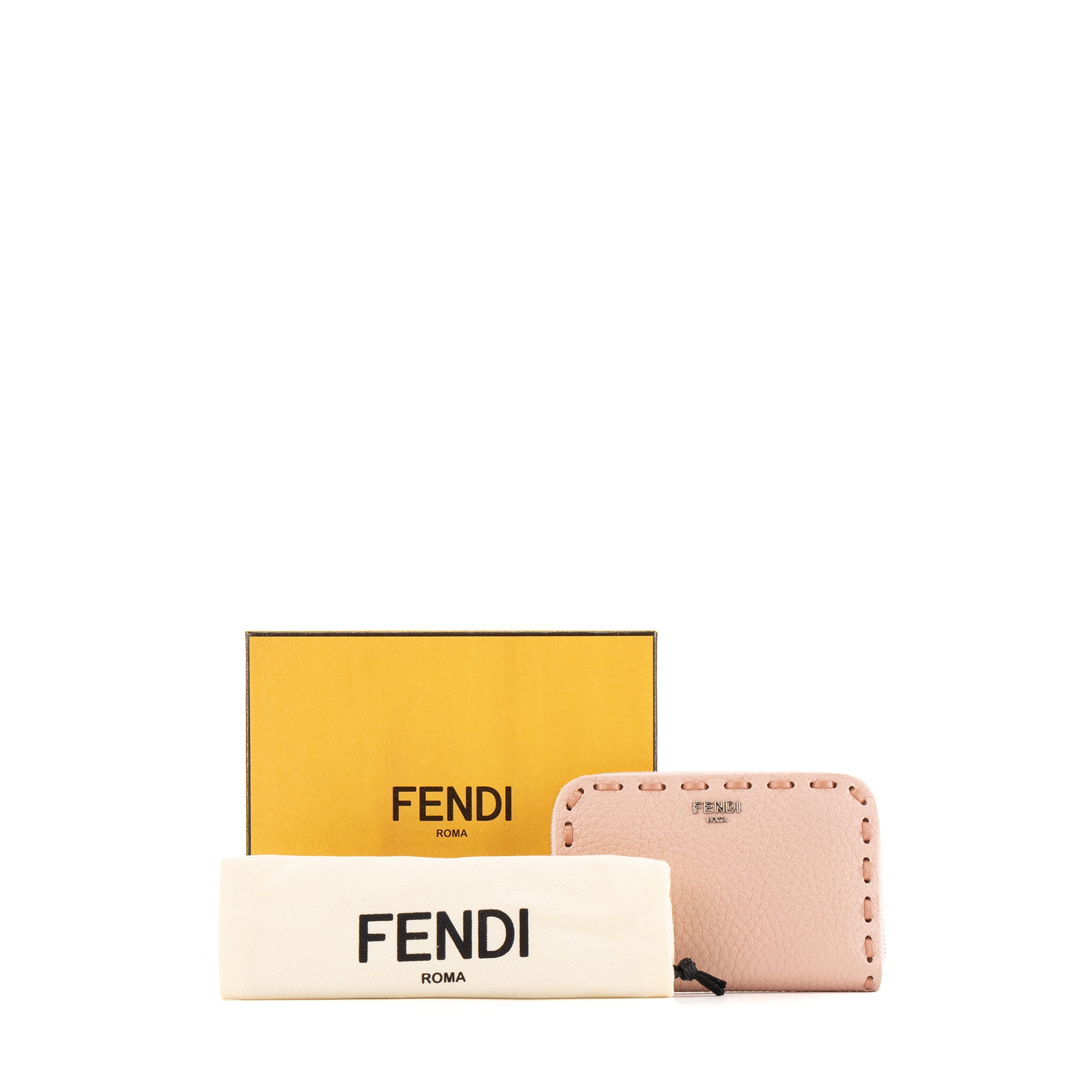 FENDI - Porte-monnaie Peekaboo Fendi en cuir grainé rose